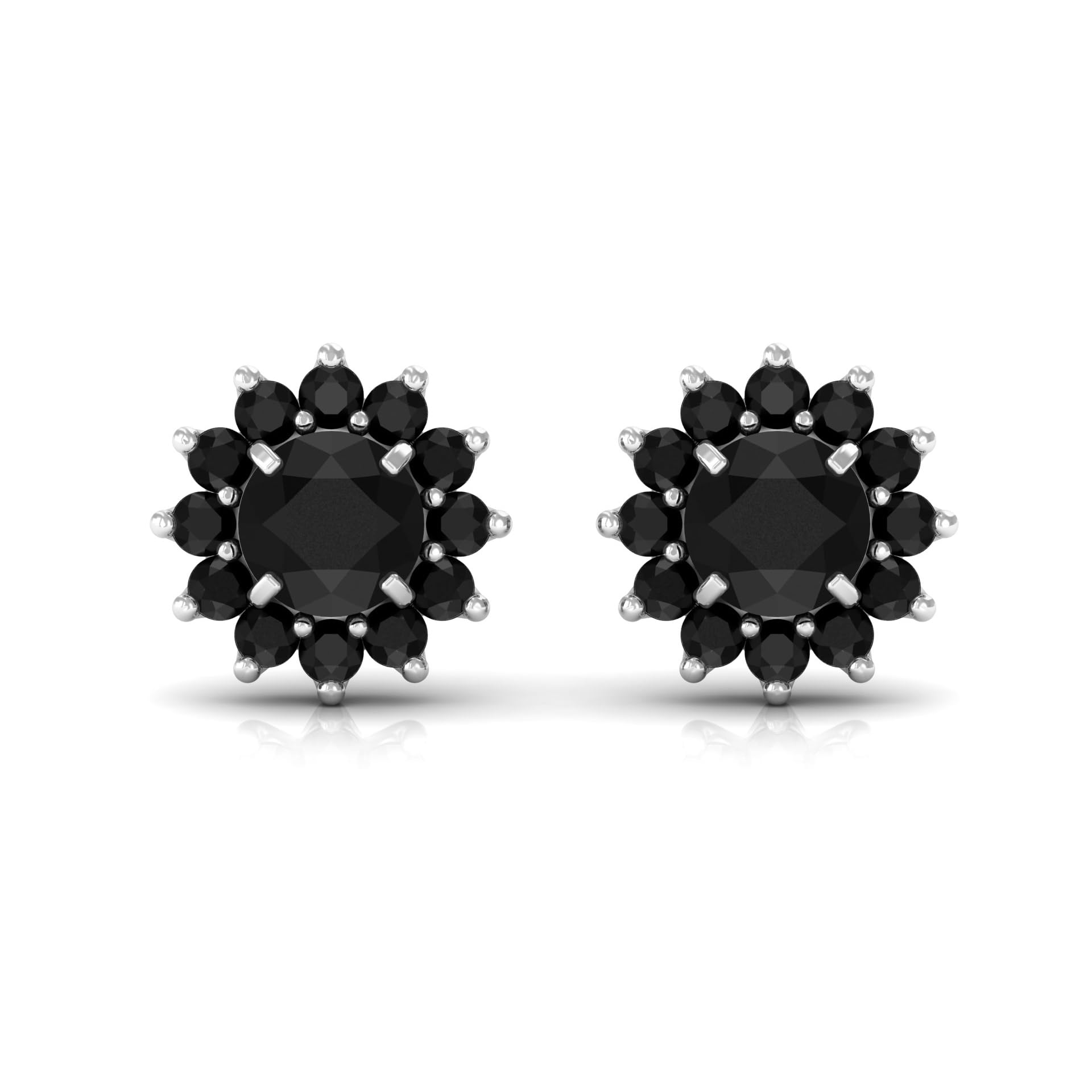 Black Diamond Floral Stud Earrings for Women - Nature Inspired Jewelry Set, AAAA Quality Cubic Zirconia Earrings, Perfect Birthday Gift for Her, Anniversary Present, Wedding Party Accessories