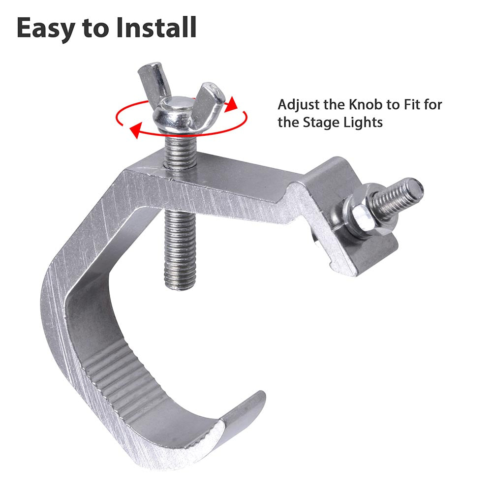 5.6x5.6 Inch Heavy Duty Stage Light Hook - DJ Lighting Clamp Mount for Party, Concert & Theater Equipment - Secure Clamp for Spotlights, Par Cans & Stage Lights