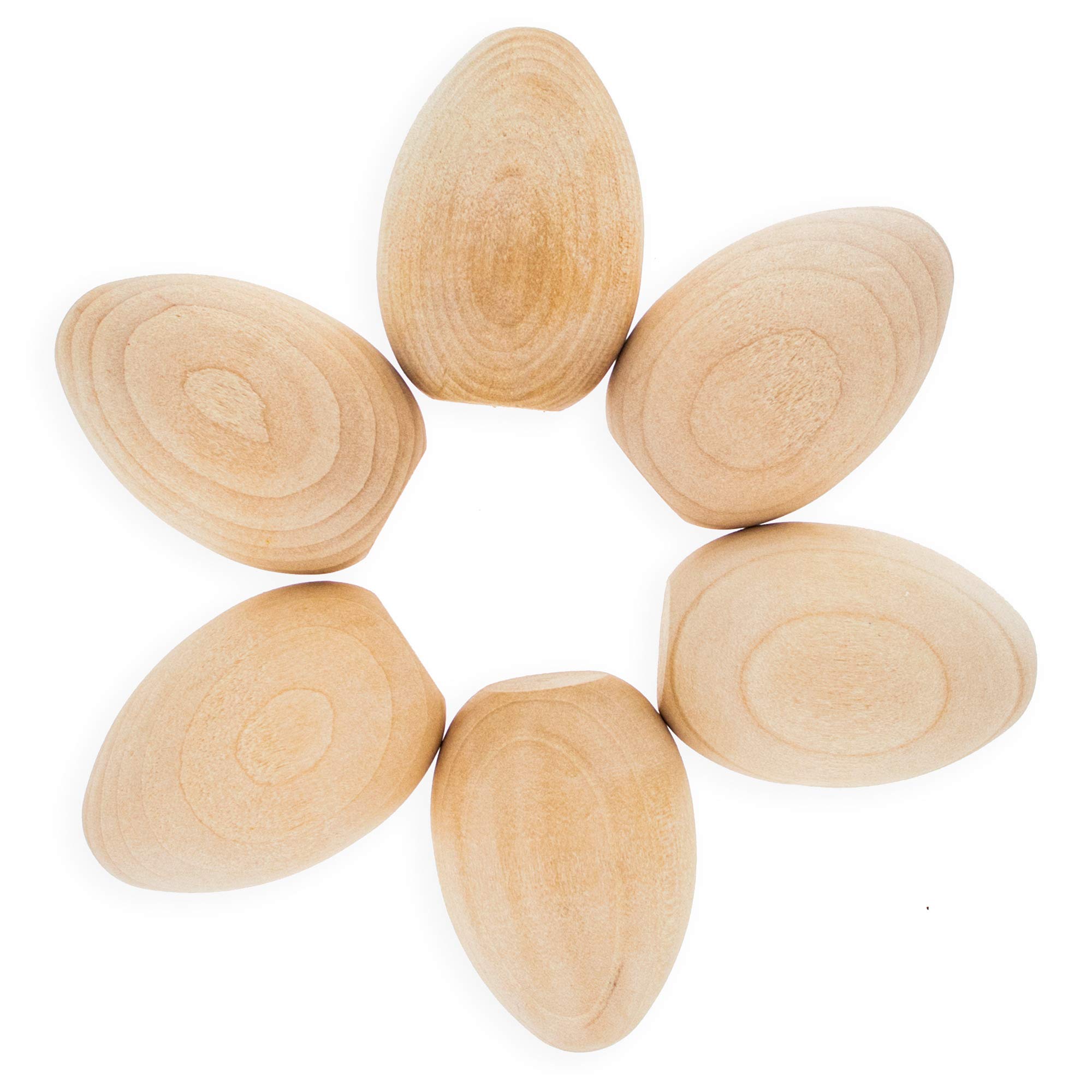6 Miniature Unfinished Blank Wooden Eggs 2 Inches - DIY Craft Supplies for Easter Decorations, Wood Painting Projects, and Home Decorative Displays