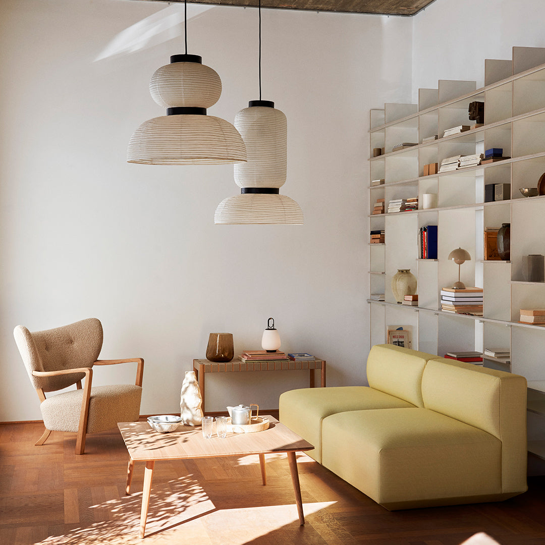 Formakami JH3 Pendant Light - Modern Paper Pendant Lamp for Dining Room, Living Room & Bedroom | Scandinavian Style Hanging Light Fixture with Rattan Shade