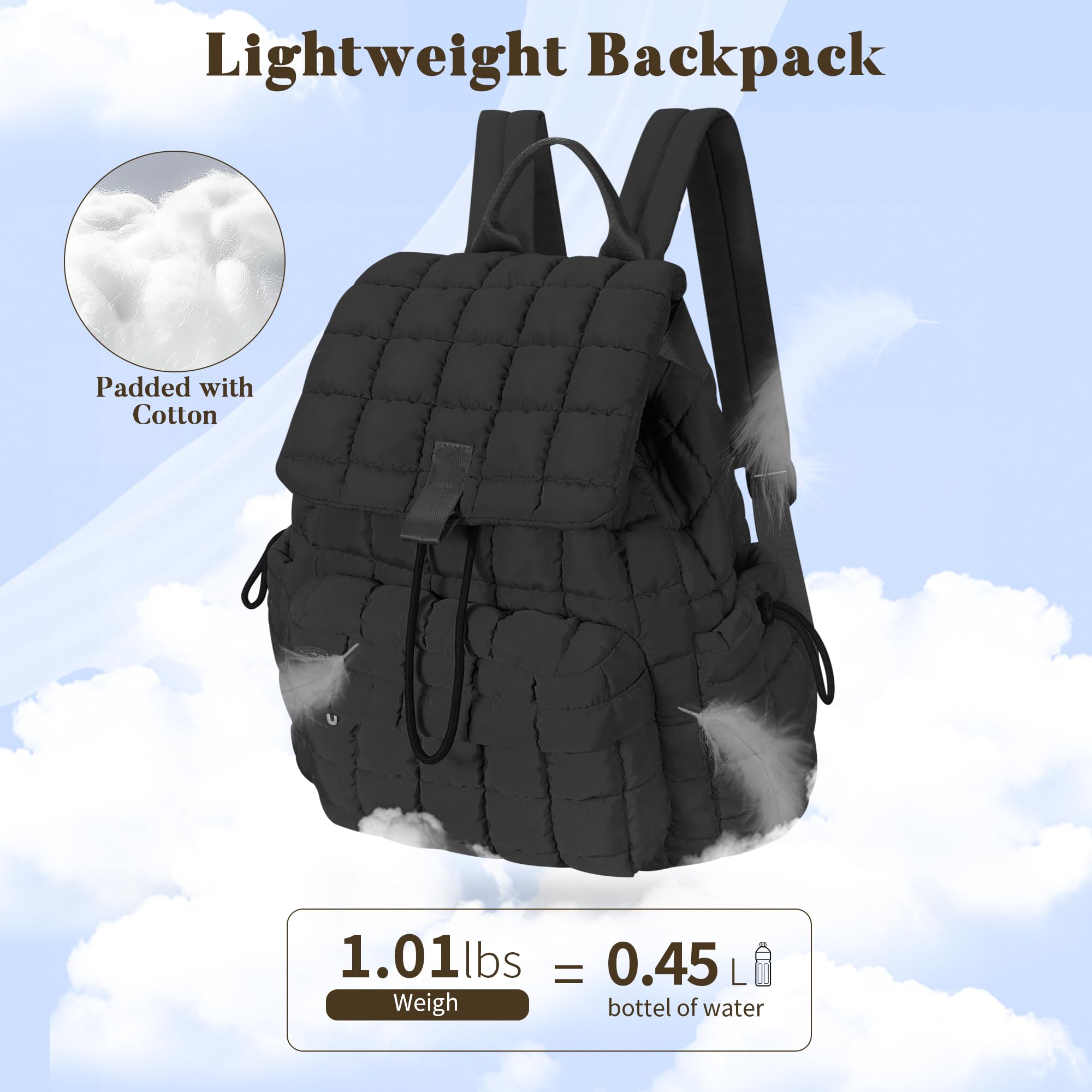 Lightweight Puffer Quilted Travel Backpack for Women - Small Casual Daypack Purse with Fashionable Design - Perfect for Daily Use, Work, School & Weekend Getaways - Grey