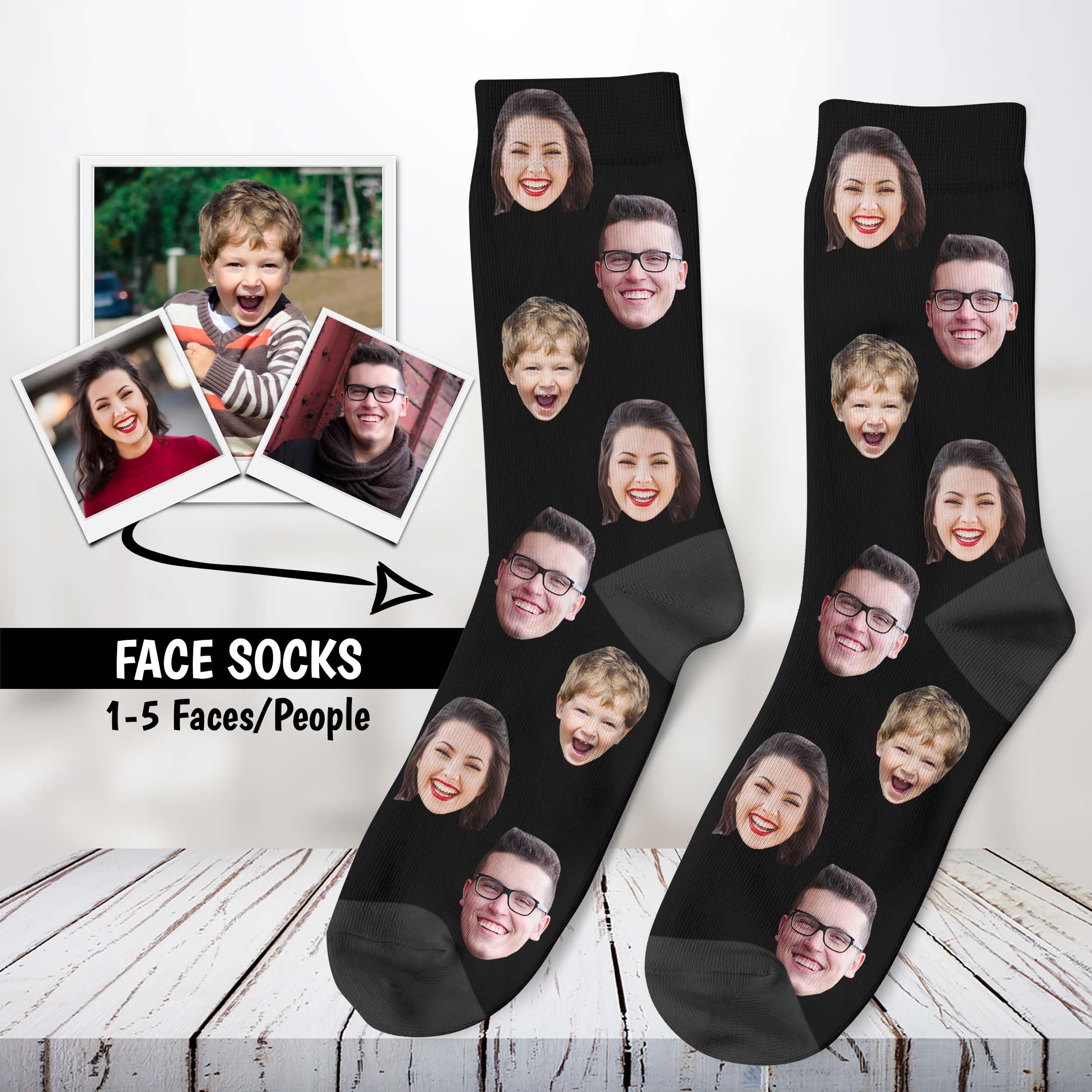 Custom Face Socks - Personalized Photo Socks for Men & Women - Funny Unique Gift Idea for Birthday, Anniversary & Christmas - Perfect for Couples, Family & Friends Gifts