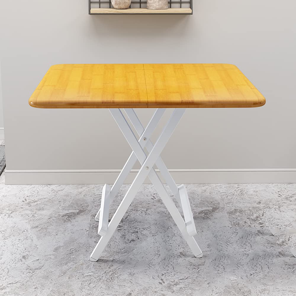 CHENCUAN Solid Wood Folding Table - Portable Square Dining Desk for Kitchen, Small Apartment, Picnic & Camping - Multipurpose Table with Metal Legs for Home, Office & Outdoor Use