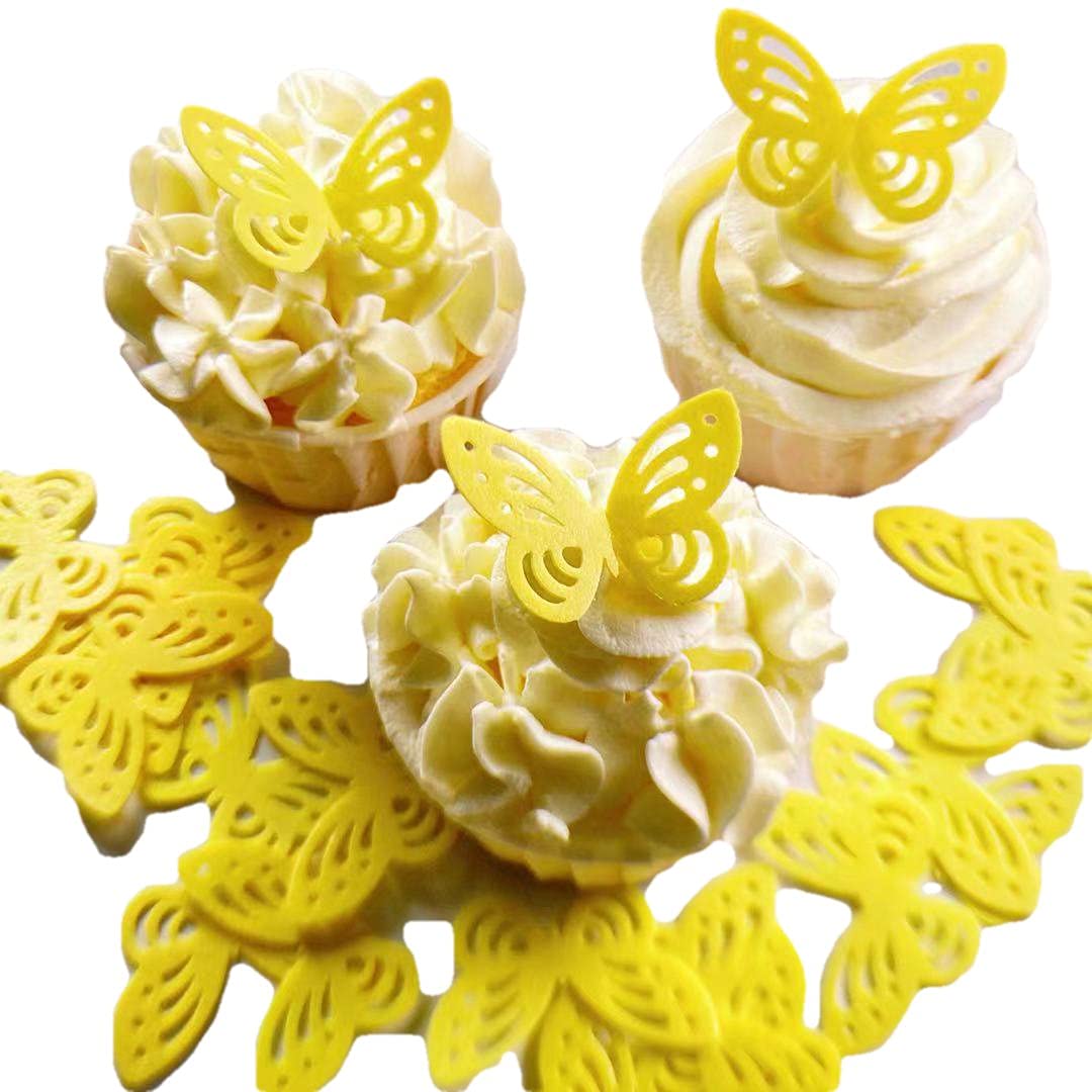 50pcs Edible Butterfly Cupcake Toppers - 3D Sweet Rice Paper Cake Decorations for Wedding, Baby Shower & Birthday Parties - Mixed Colors & Gold - Perfect for Girls' Celebrations & Dessert Displays