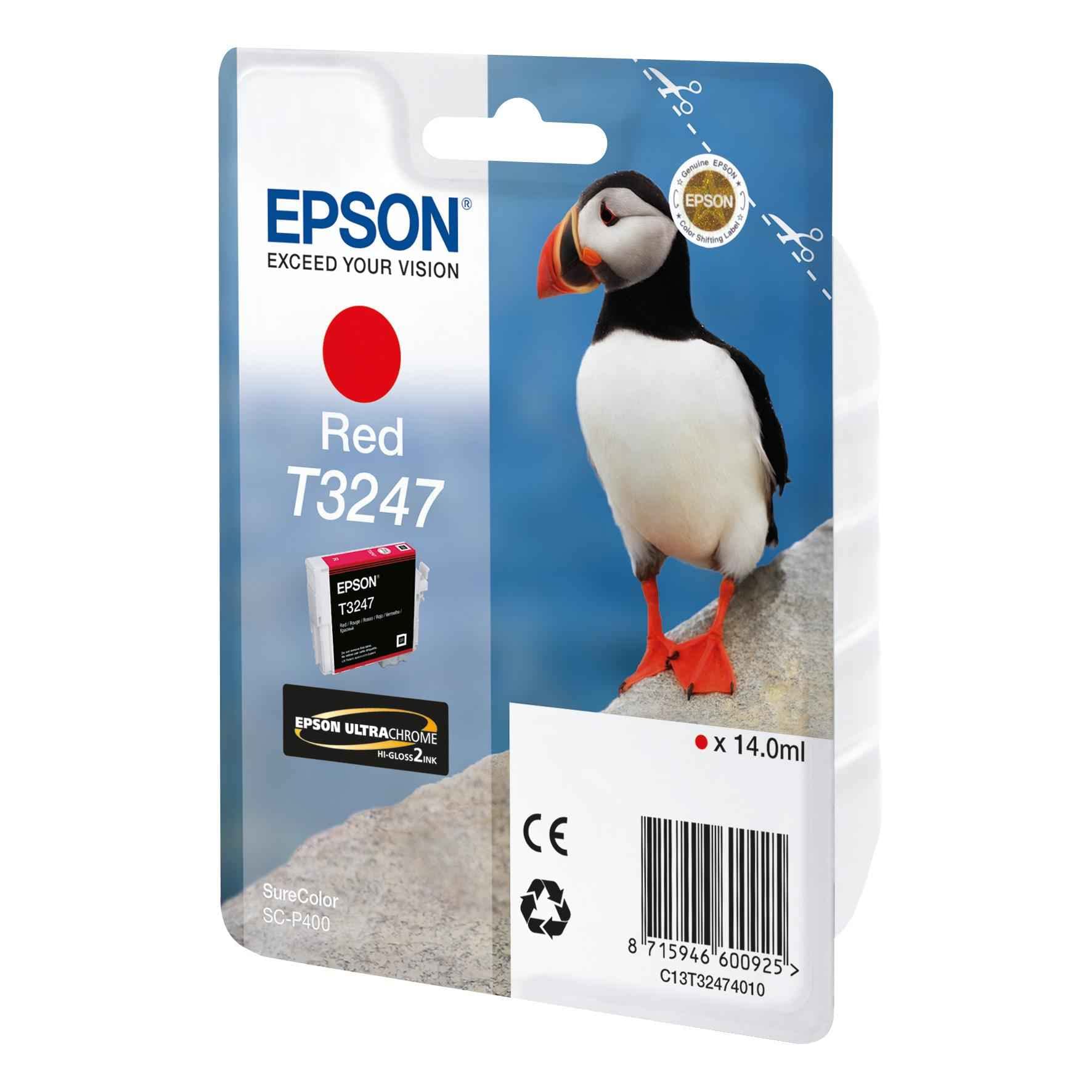 Genuine Epson C13T32474010 Red Ink Cartridge for Printers - High-Quality Replacement for Home & Office Printing Needs