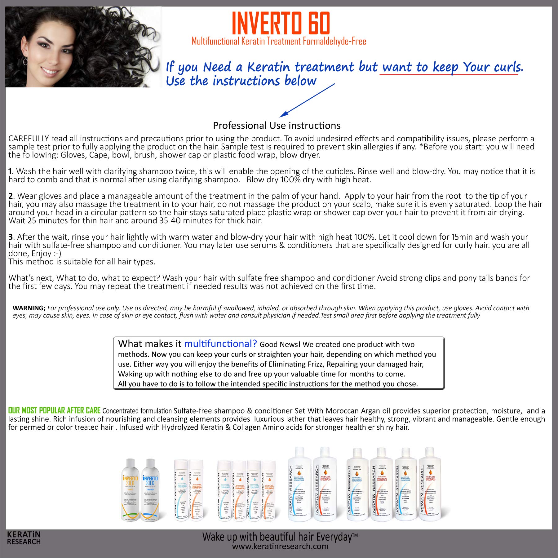 INVERTO 60 Advanced Gel Keratin Hair Treatment - Formaldehyde Free 120ml | Keratin Treatment for Hair Straightening & Repairing Damaged Hair | Salon Quality at Home for Smooth, Shiny & Healthy Hair