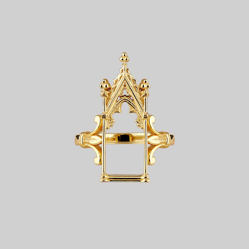 Gothic Arch Window Ring - Vintage Gold Jewelry for Women, Elegant Gothic Style Ring for Halloween, Cosplay, and Dark Aesthetic Fashion