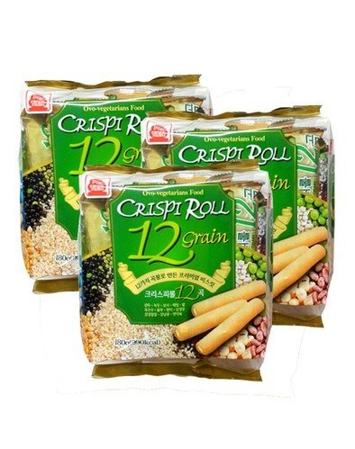 Ovo-Vegetarian 12 Grain Crispi Non-Fried Rolls - Healthy Whole Grain Snack (18 Rolls per Pack, 3 Packs) - Perfect for School Lunches, Office Snacks & Vegan Diet