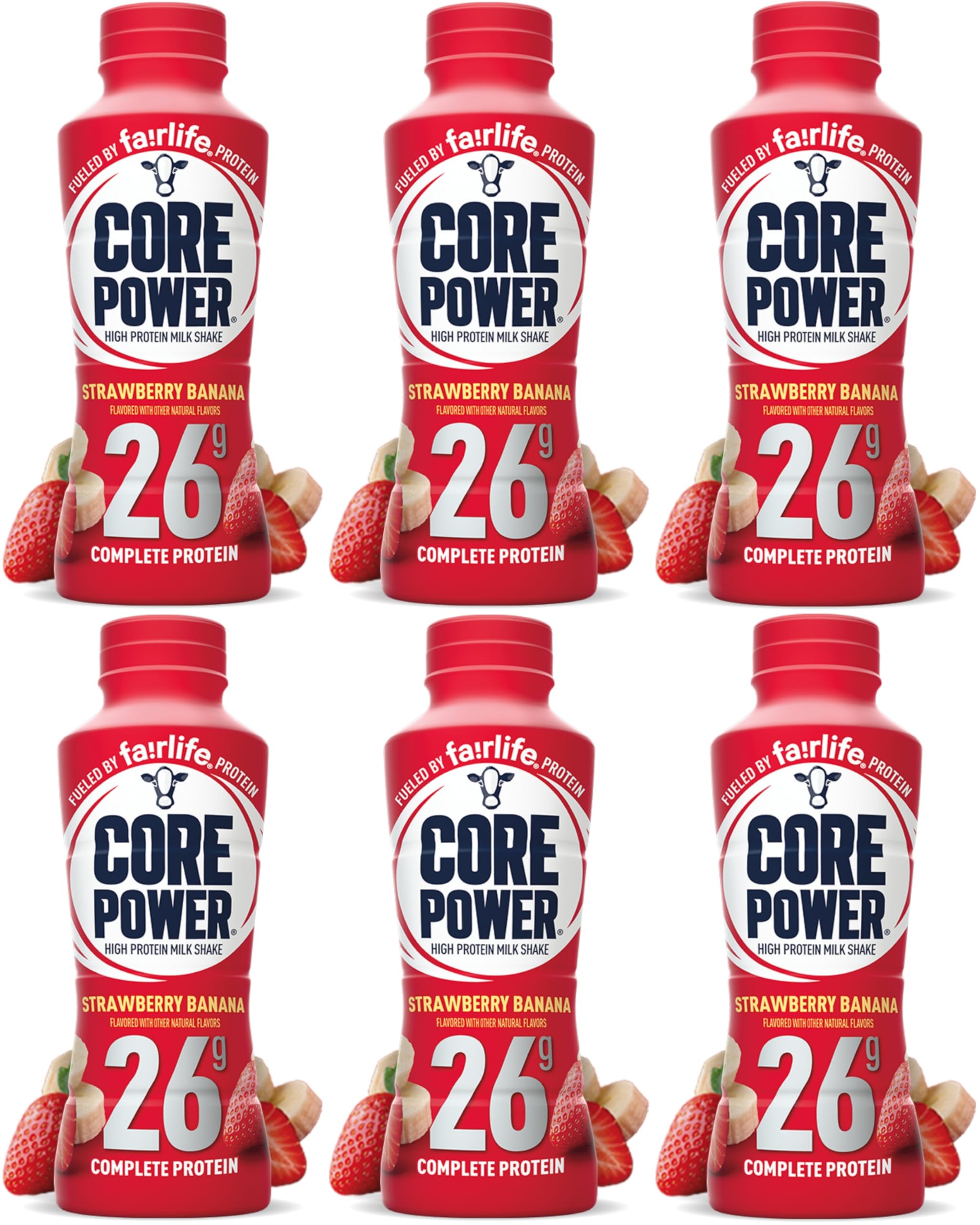 Fairlife Core Power High Protein Milk Shake - 26g Protein, Strawberry Banana Flavor, Ready to Drink, 14 fl oz (Pack of 6) | Post-Workout Recovery, Breakfast Replacement & Healthy Snack | Includes Forbes Premier Card