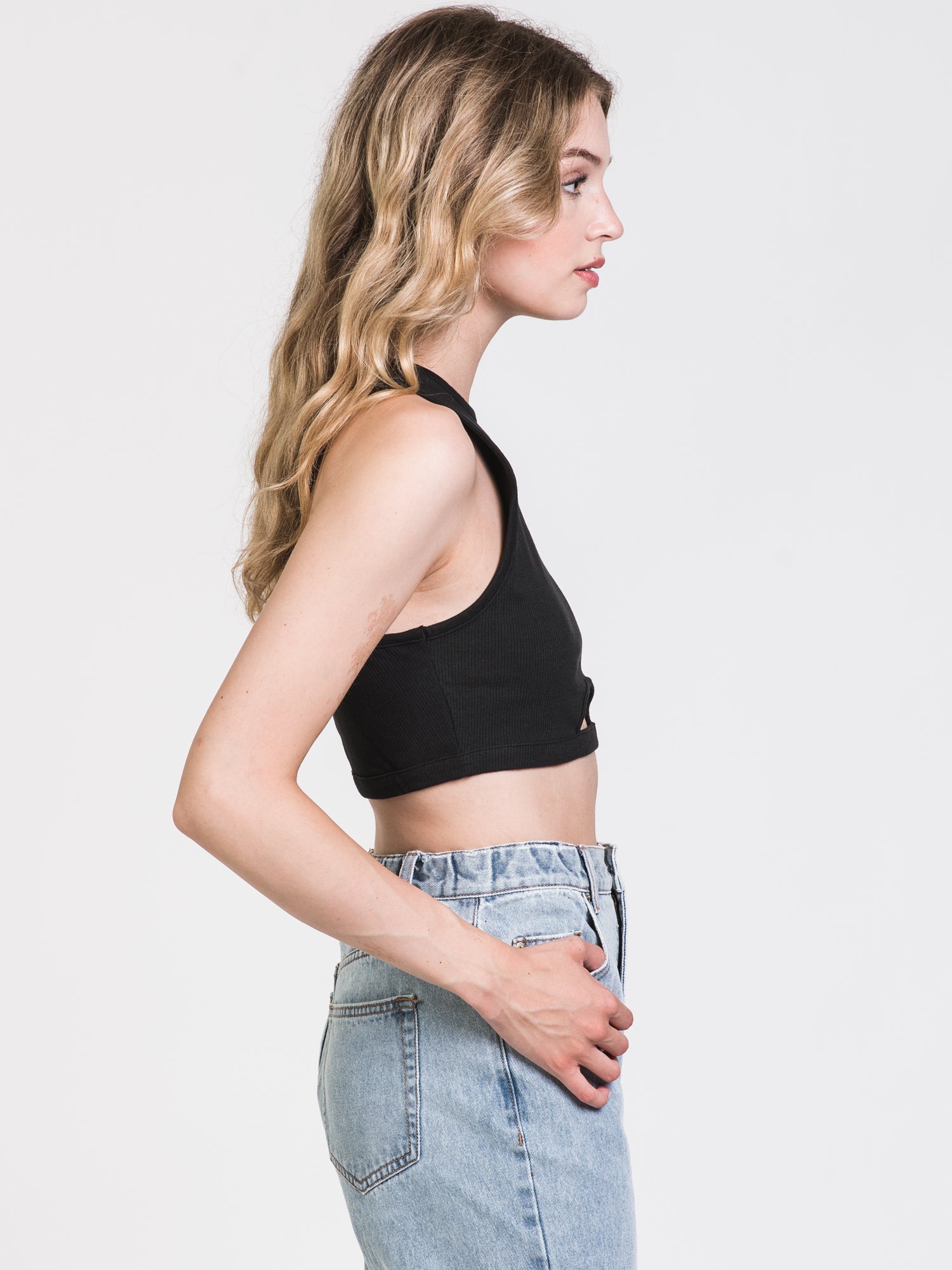 Adidas Rib Crop Peep Hold Tank Top - Women's Athletic Workout Shirt for Running, Yoga & Gym - Clearance Sale