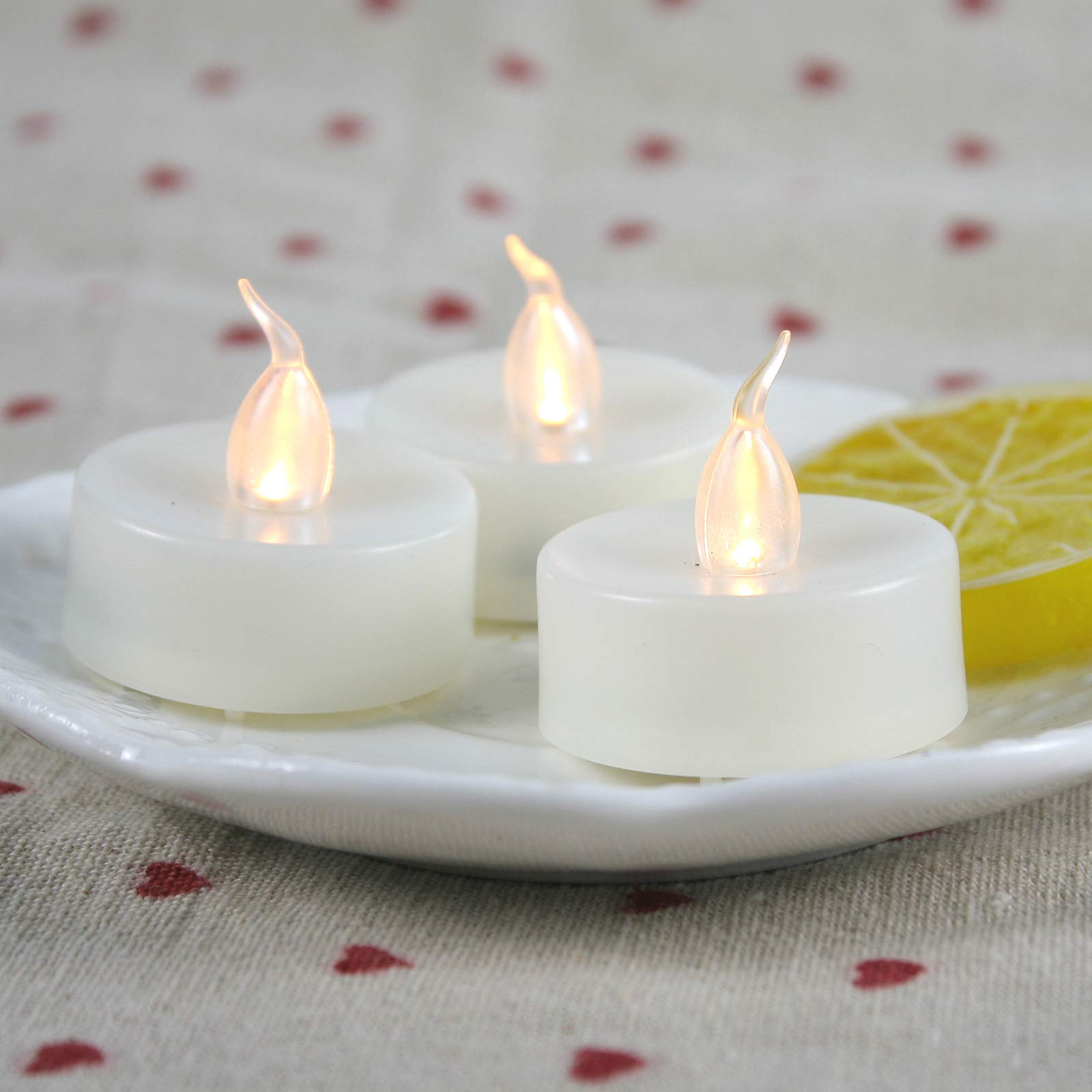 Battery Operated Flameless LED Tea Lights - Realistic Flickering Electric Candles (12 Pack) for Wedding, Party, Halloween & Christmas Decor - Perfect for Table Centerpieces, Votives & Home Ambiance