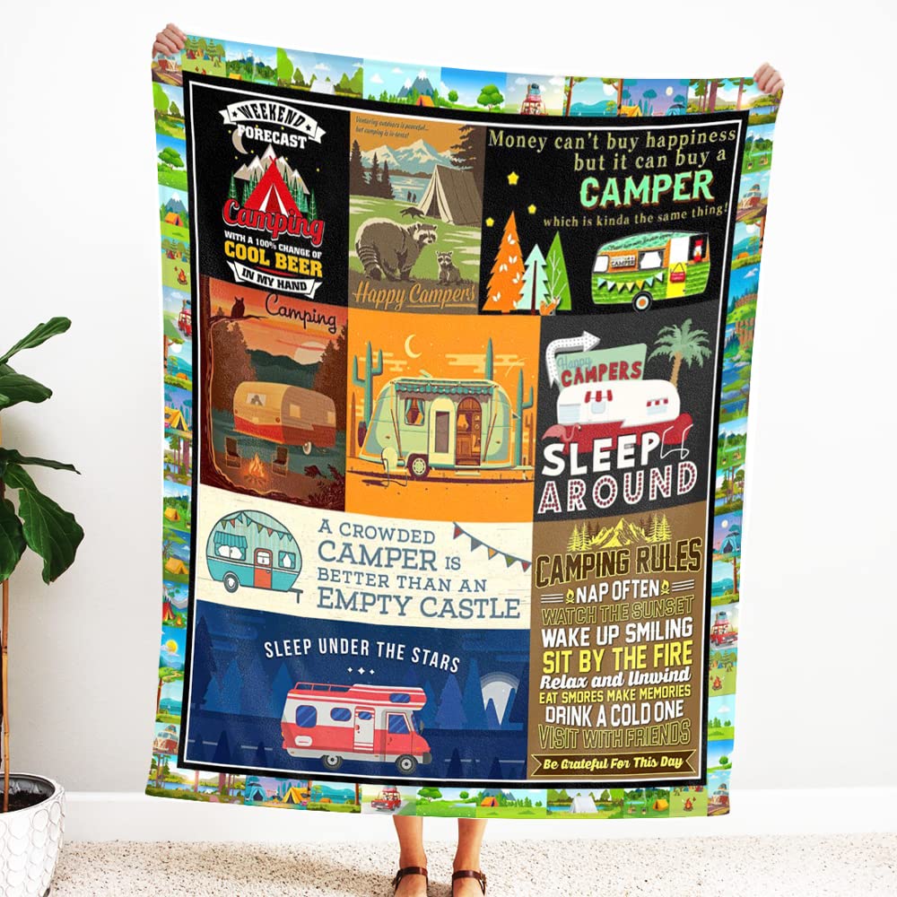 Soft Plush Fleece Blanket for Camping, Couch, Sofa & Travel - Lightweight Cozy Throw for Bed, Office & Outdoor Adventures - Perfect Gift for Dad & Campers - Great for Summer Nights & Indoor Comfort