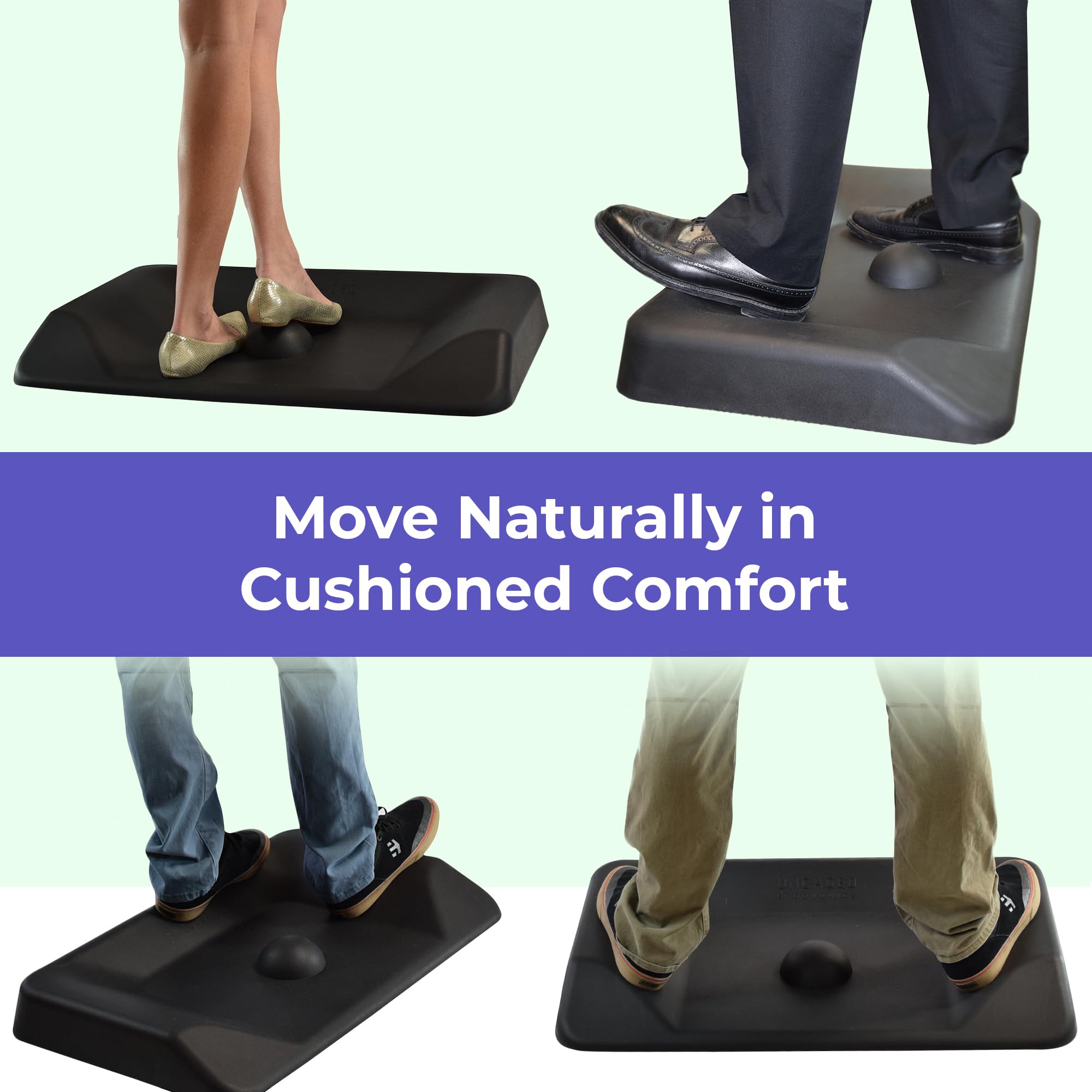 Premium Anti-Fatigue Standing Desk Mat with Massage Balls - Extra Large Ergonomic Office Floor Mat for Standing Desks - Reduce Foot Pain & Improve Posture - Perfect for Home Office, Workstations & Standing Desks