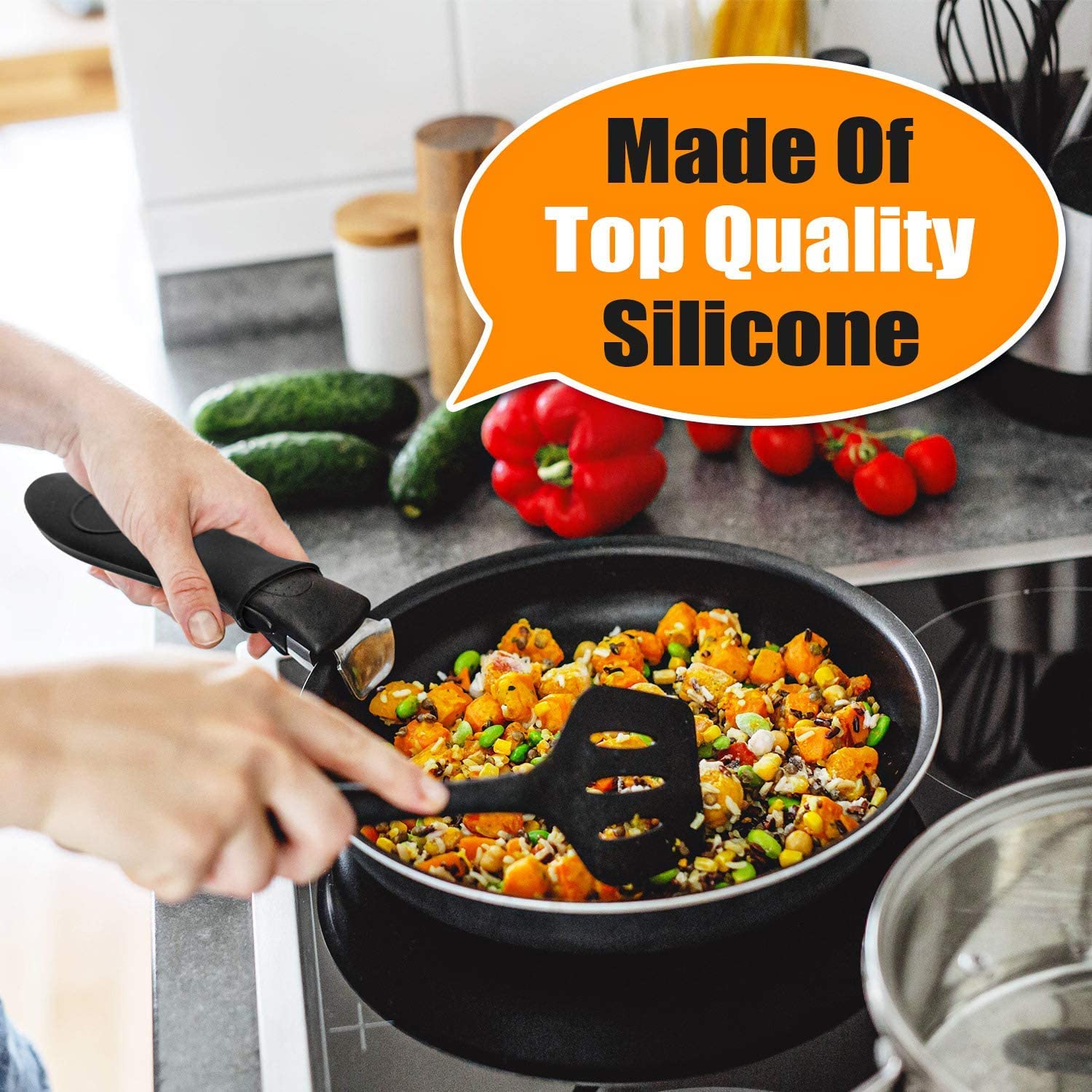 10pcs Heat-Resistant Silicone Handle Covers for Cast Iron Skillets, Frying Pans & Griddles - Durable Kitchen Pot Holders for Safe Cooking & Grilling - Perfect for Stovetop, Oven & Outdoor BBQ Use