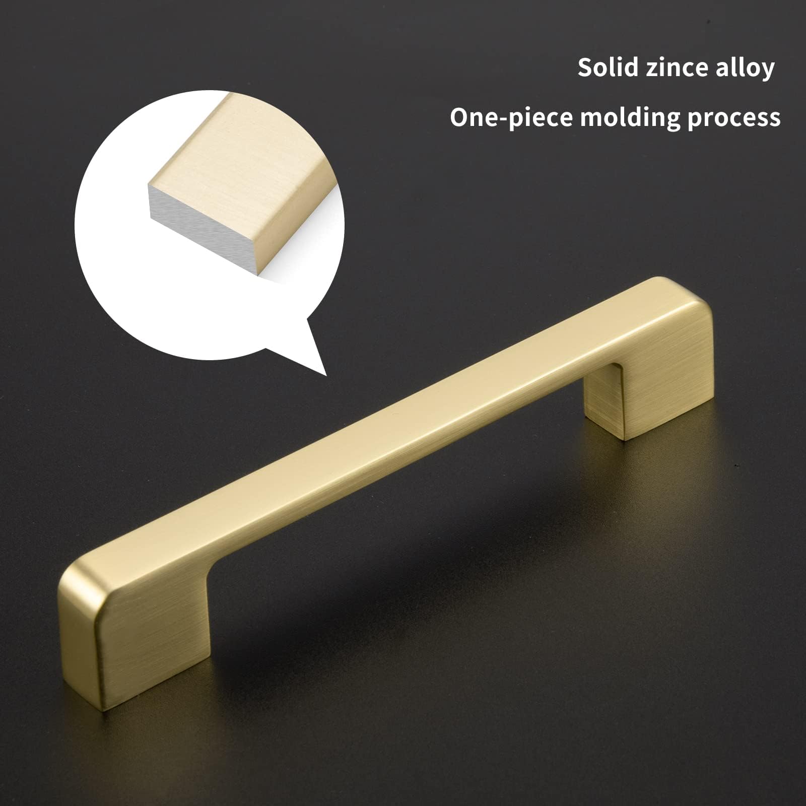 5 Pack 5 Inch Brushed Gold Cabinet Pulls - Solid Brass Drawer Handles for Kitchen Cabinets, Dressers & Furniture - Modern Hardware for Home Renovation & DIY Projects