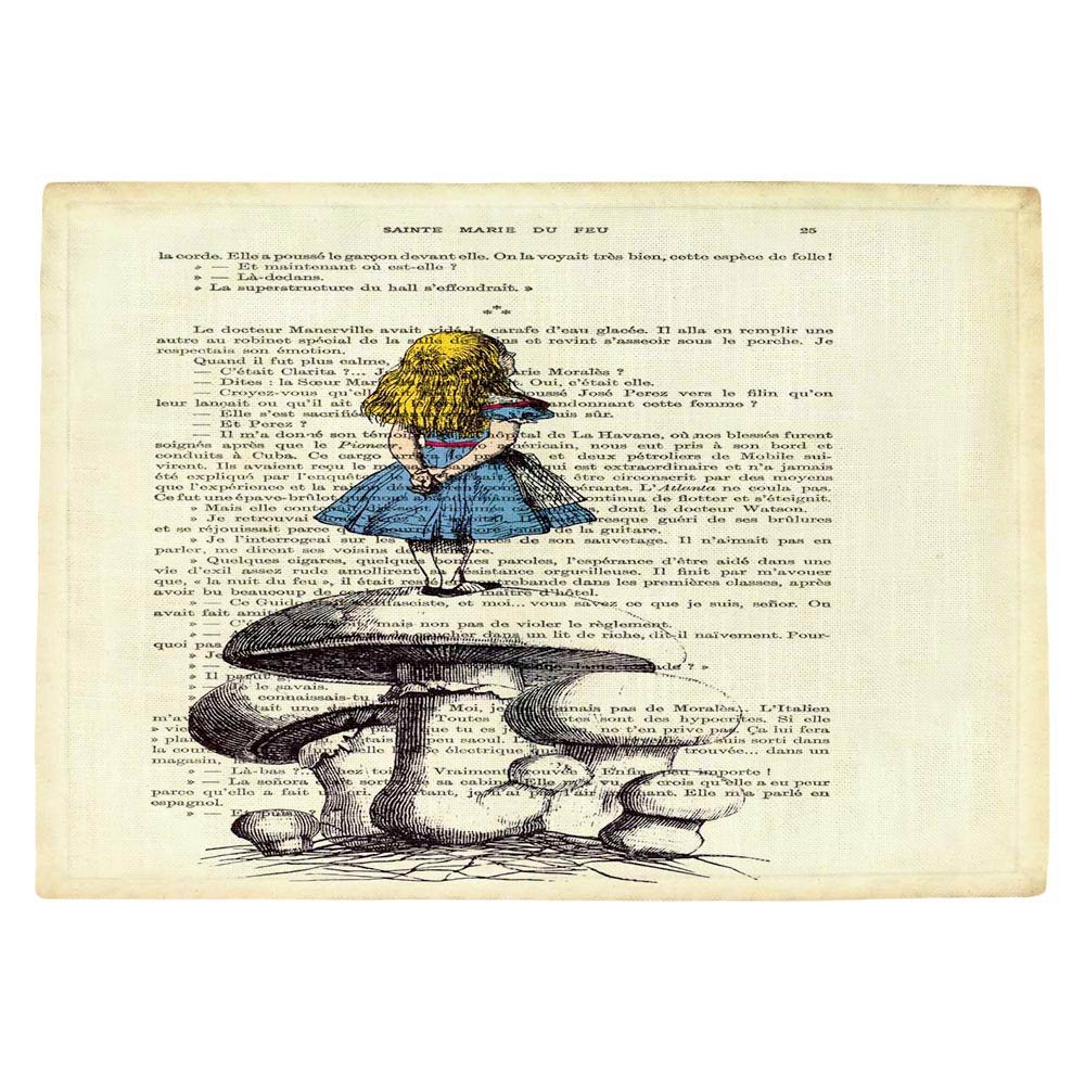 Premium DiaNoche Kitchen Place Mats by Madame Memento - Alice in Wonderland Theme - Non-Slip Heat Resistant Table Mats for Dining & Decor - Made in USA - Perfect for Home, Restaurant, and Party Use
