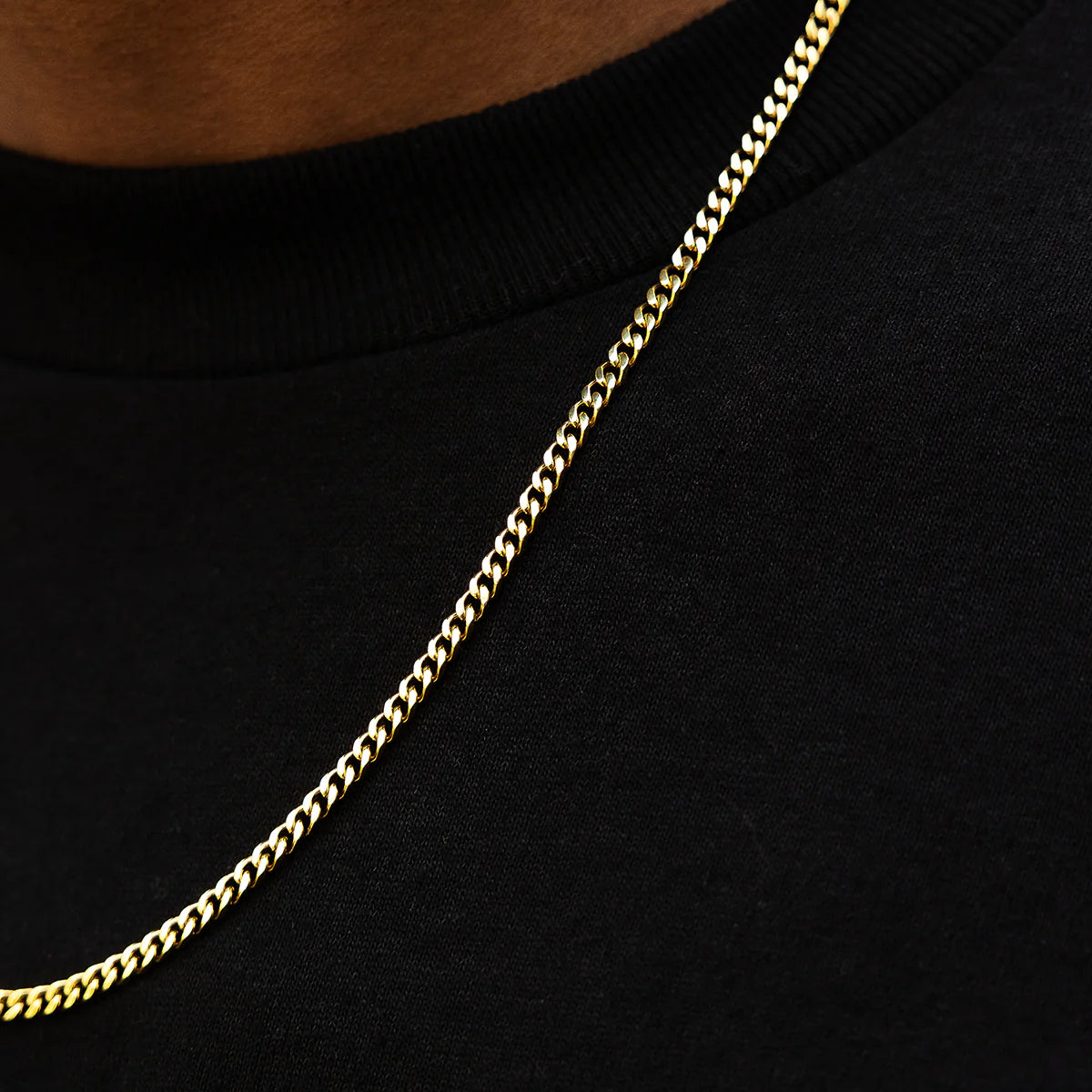 24K Yellow Gold Cuban Link Chain Necklace for Men - 3mm Thick, Durable & Stylish - Perfect for Gifts, Parties & Everyday Wear