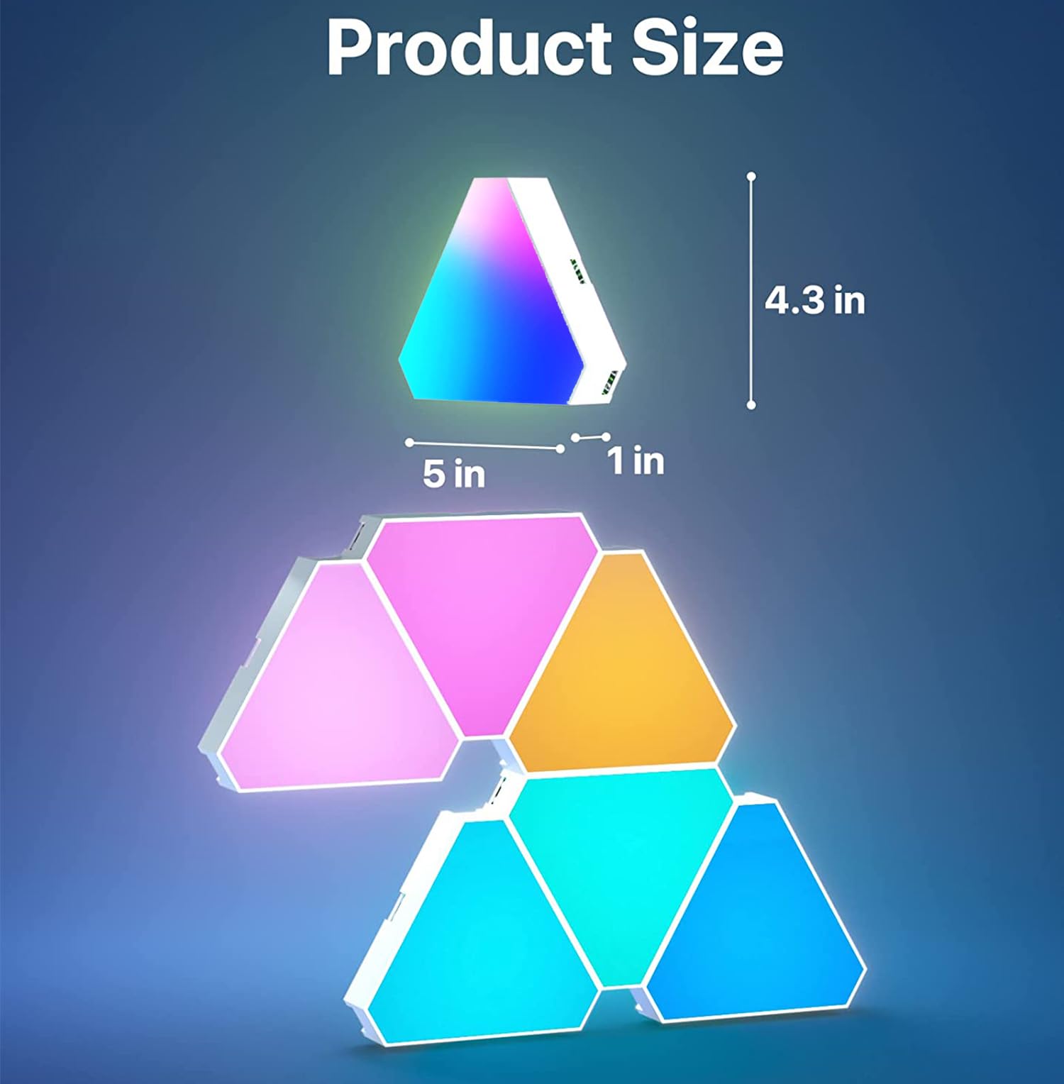 RGB Triangle LED Wall Lights for Gaming Room & Bedroom - 12 Pack Smart Home Light Panels with Alexa & Google Assistant Compatibility - APP/Voice/Remote Control, Music Sync Lighting for Gaming Setup, Home Theater & Party Decor