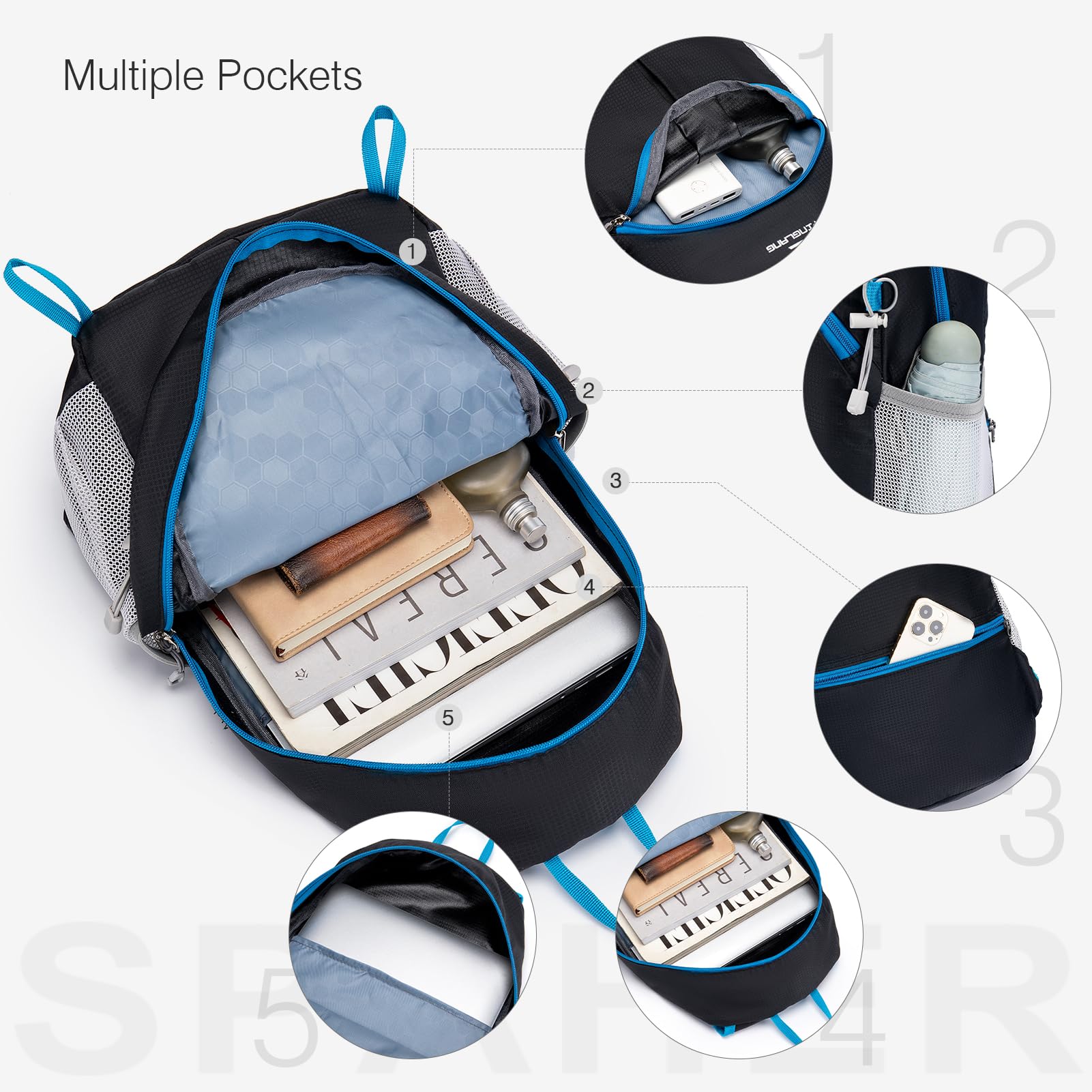 SPAHER 20L Waterproof Travel Backpack - Lightweight Carry-On Luggage for Wizzair & EasyJet Airlines, Durable Nylon Hiking & Camping Backpack for Men & Women - Perfect for School, Commuting & Outdoor Adventures