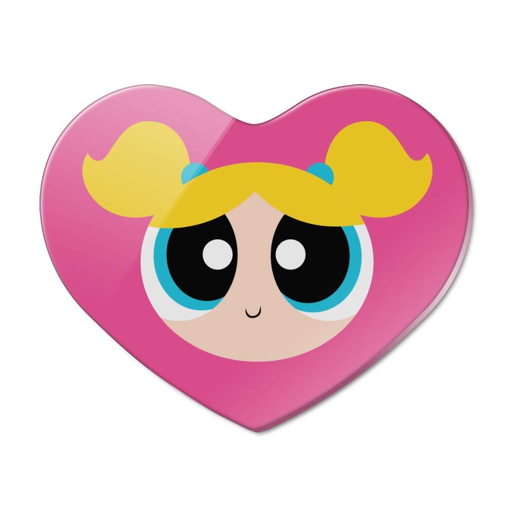 Powerpuff Girls Bubbles Heart-Shaped Acrylic Fridge Magnet - Cute Cartoon Character Refrigerator Decor for Kids Room, Kitchen & Office