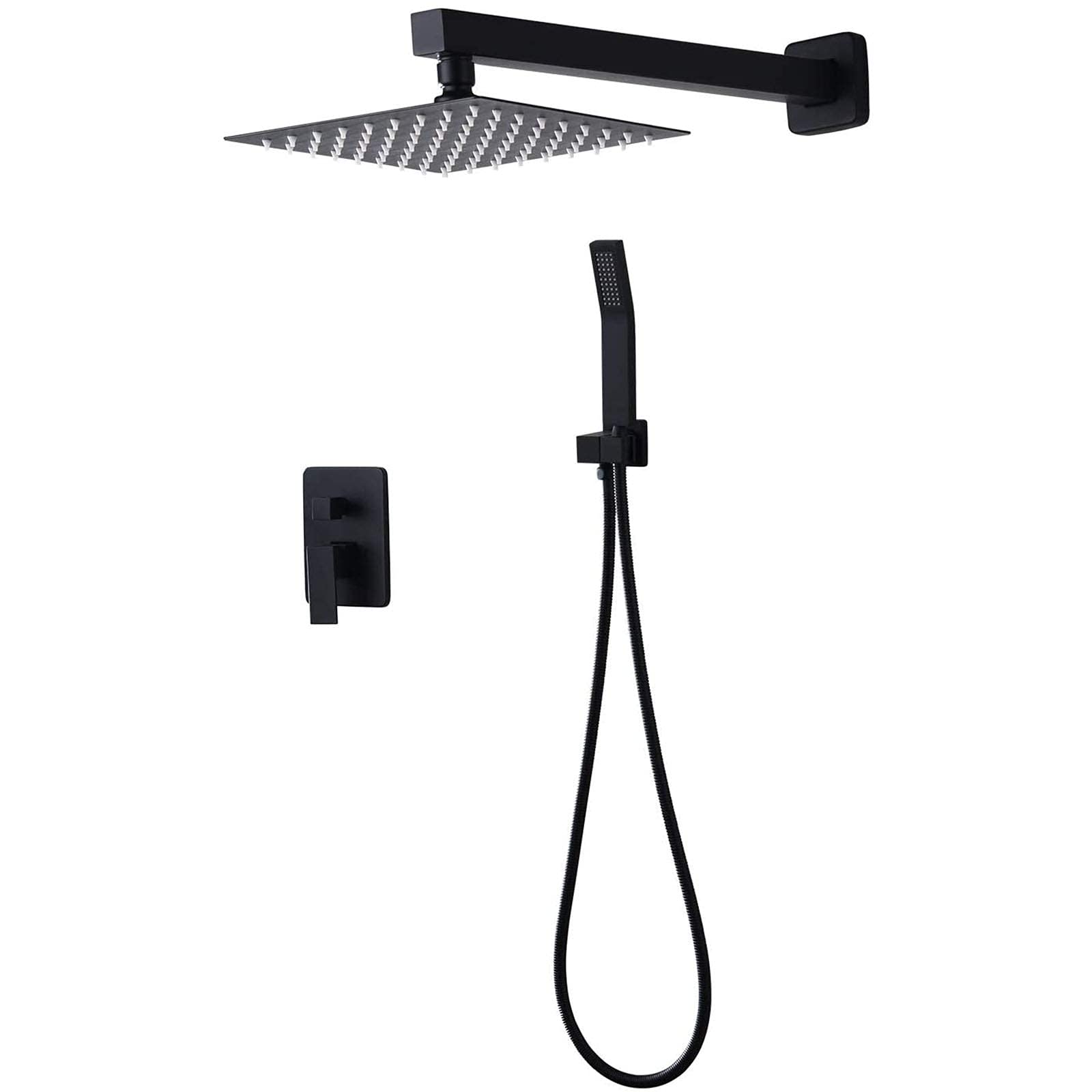 Luxury Black Shower Faucet Set - 8 Inch High Pressure Rain Shower Head with Brass Wall Mounted System for Bathroom | Modern Bathroom Upgrade, Spa-Like Shower Experience, Perfect for Master Bath & Guest Bathrooms