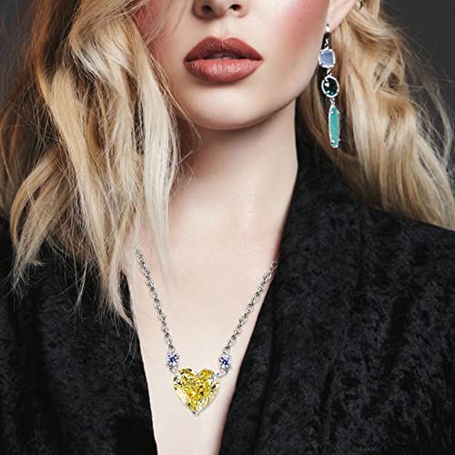Fashionable Heart-Shaped Clavicle Chain Necklace for Women - Trendy Gold/Yellow Pendant Jewelry - Perfect for Date Night, Parties & Everyday Wear (One Size)