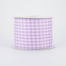 Gingham Check Wired Edge Ribbon - 2.5 Inch x 10 Yards - Lavender and White Decorative Ribbon for Gift Wrapping, DIY Crafts, Wedding Decorations, and Party Favors
