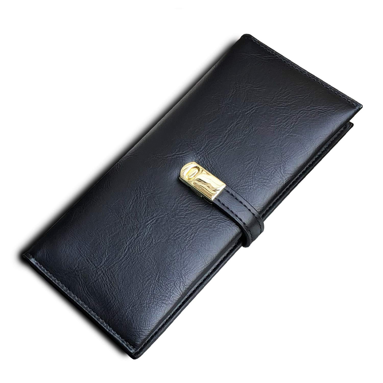 Ultra Slim Leather Wallet for Women - RFID Blocking Bifold Billfold with Magnetic Closure, Large Card Holder & Coin Pocket - Perfect for Travel, Work, and Everyday Use (Black)
