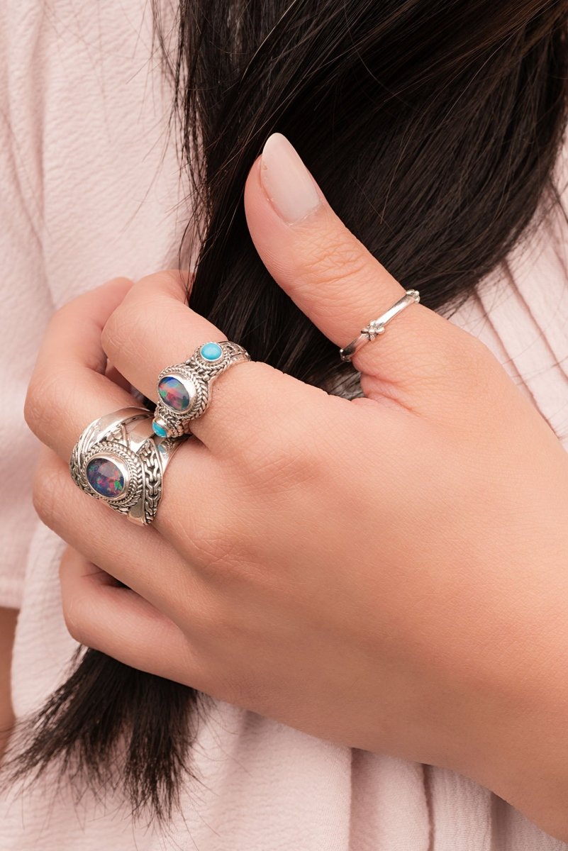 Beacon of Courage Ring II™ - Genuine Australian Opal Jewelry for Women | Elegant Gift for Birthday, Anniversary & Special Occasions