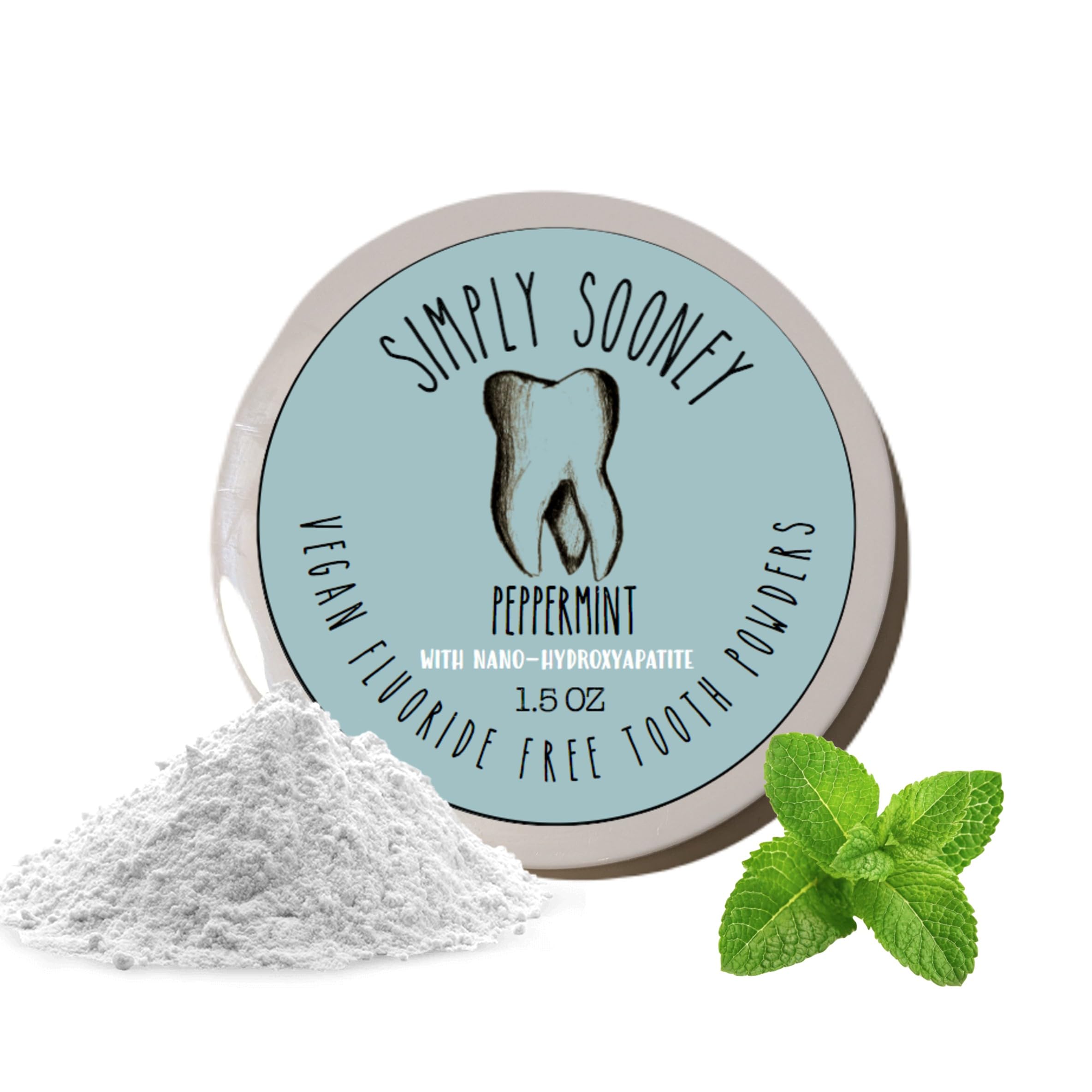 Remineralizing Vegan Mineral Tooth Powder with Peppermint & Nano-Hydroxyapatite - Natural Teeth Whitening & Strengthening Formula - 1.5oz Jar - Ideal for Sensitive Teeth & Eco-Friendly Oral Care at Home or Travel