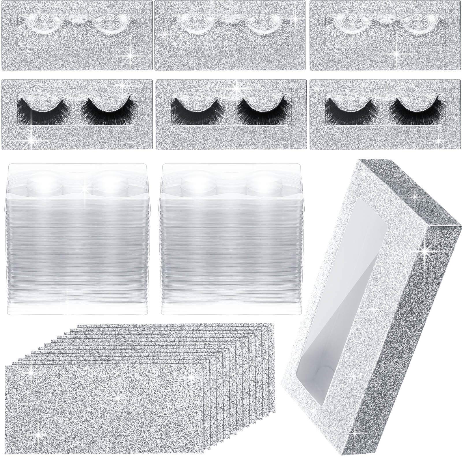 50-Piece Empty Eyelash Packaging Set with Silver Lining - Professional Eyelash Extension Storage Trays for Salon & Home Use - Perfect for Lash Artists, Beauty Professionals & DIY Enthusiasts