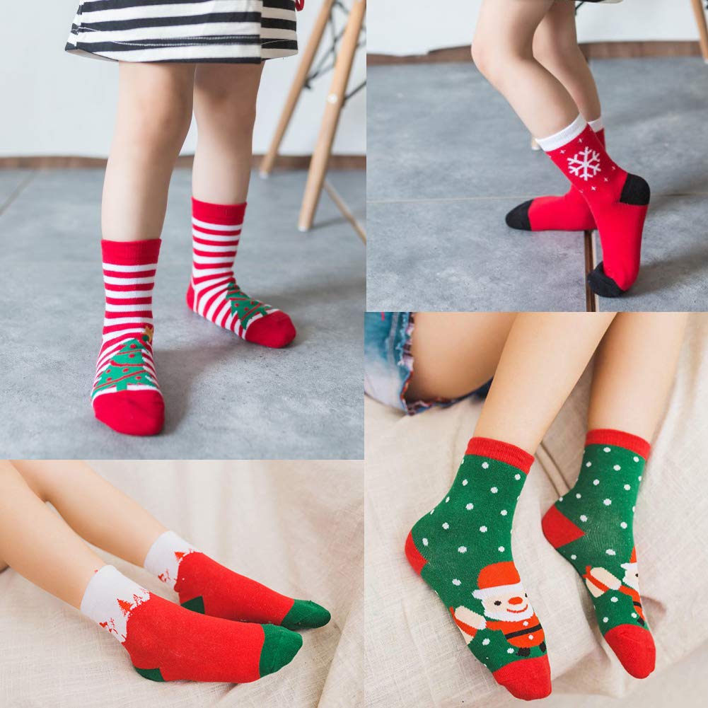 Christmas Socks for Kids - 5 Pairs Holiday Themed Children's Socks for Boys & Girls - Perfect Christmas Gift & Stocking Stuffer for Family Gatherings & Winter Celebrations