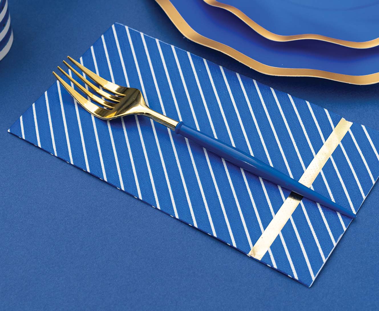 Premium Blue & Gold Plastic Cutlery Set - 36 Pieces (Service for 12) - Perfect for Parties, Picnics, BBQs & Catering Events