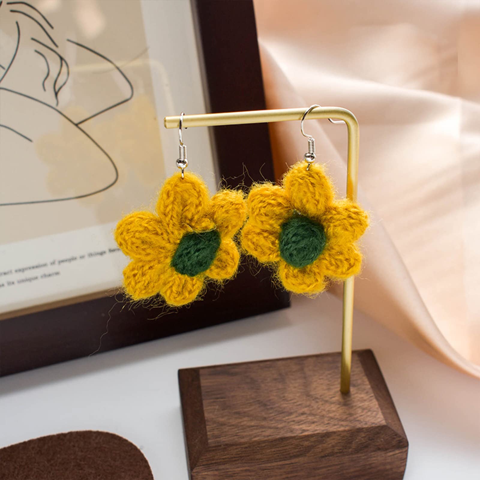 3D Sunflower Earrings for Women - Yellow Enamel Daisy Drop Dangle Earrings | Summer Statement Jewelry Gift for Her | Perfect for Weddings, Beach Vacations & Boho Fashion