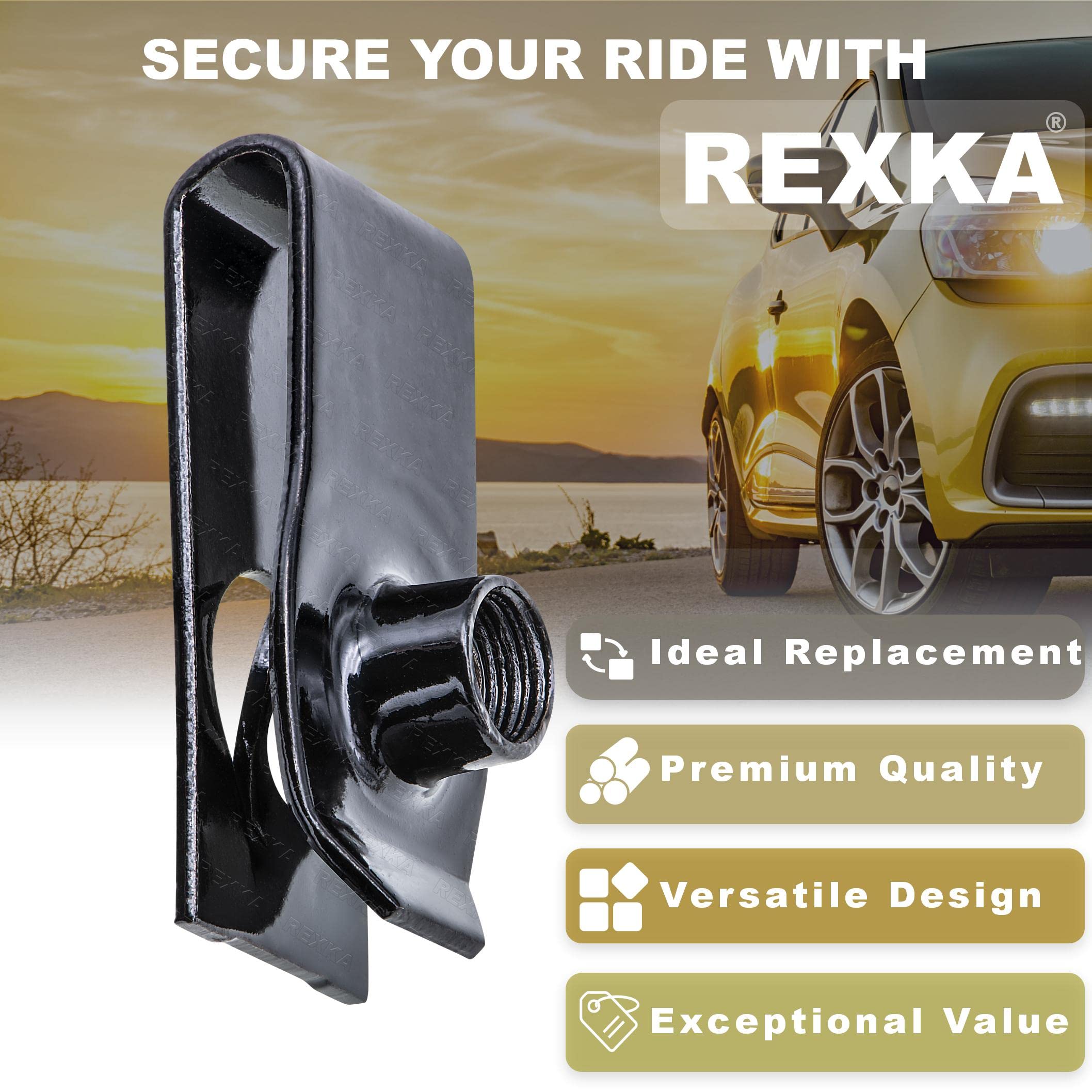 Rexka 15-Piece M6-1.0 Front Bumper Cover Splash Shield Grill Extruded U Nut Kit - Compatible with GM 11609385 Trucks - Perfect for Off-Roading & Vehicle Maintenance