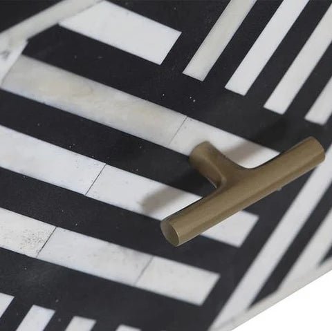 Handmade Black Bone Inlay Zebra Design Nightstand with One Drawer - Perfect for Bedroom, Guest Room, or Nursery Decor