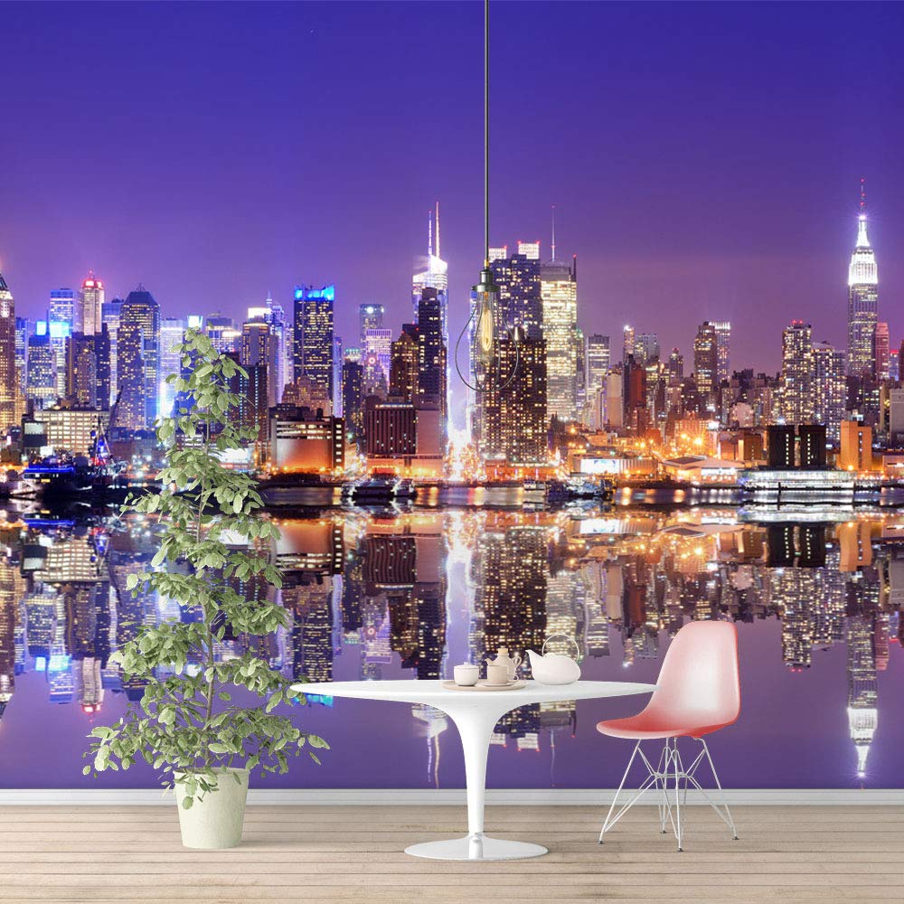 IDEA4WALL Brooklyn Bridge & New York City Peel and Stick Wallpaper - Large 66x96 Inch Removable Wall Mural for Bedroom, Living Room, Office Decor - Easy DIY Home Decoration