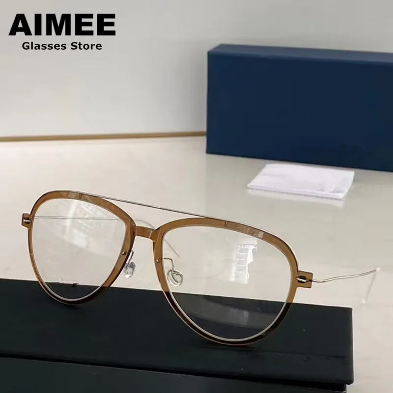 Aimee Unisex Full Rim Oval Double Bridge Titanium Eyeglasses 46547 - Lightweight Durable Frame for Reading, Work & Fashion - Perfect for Office, School & Everyday Wear