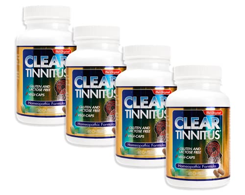 Clear Tinnitus Relief Supplement - 60 Capsules (4 Pack) for Ear Ringing & Hearing Support - Perfect for Stress Relief & Better Sleep