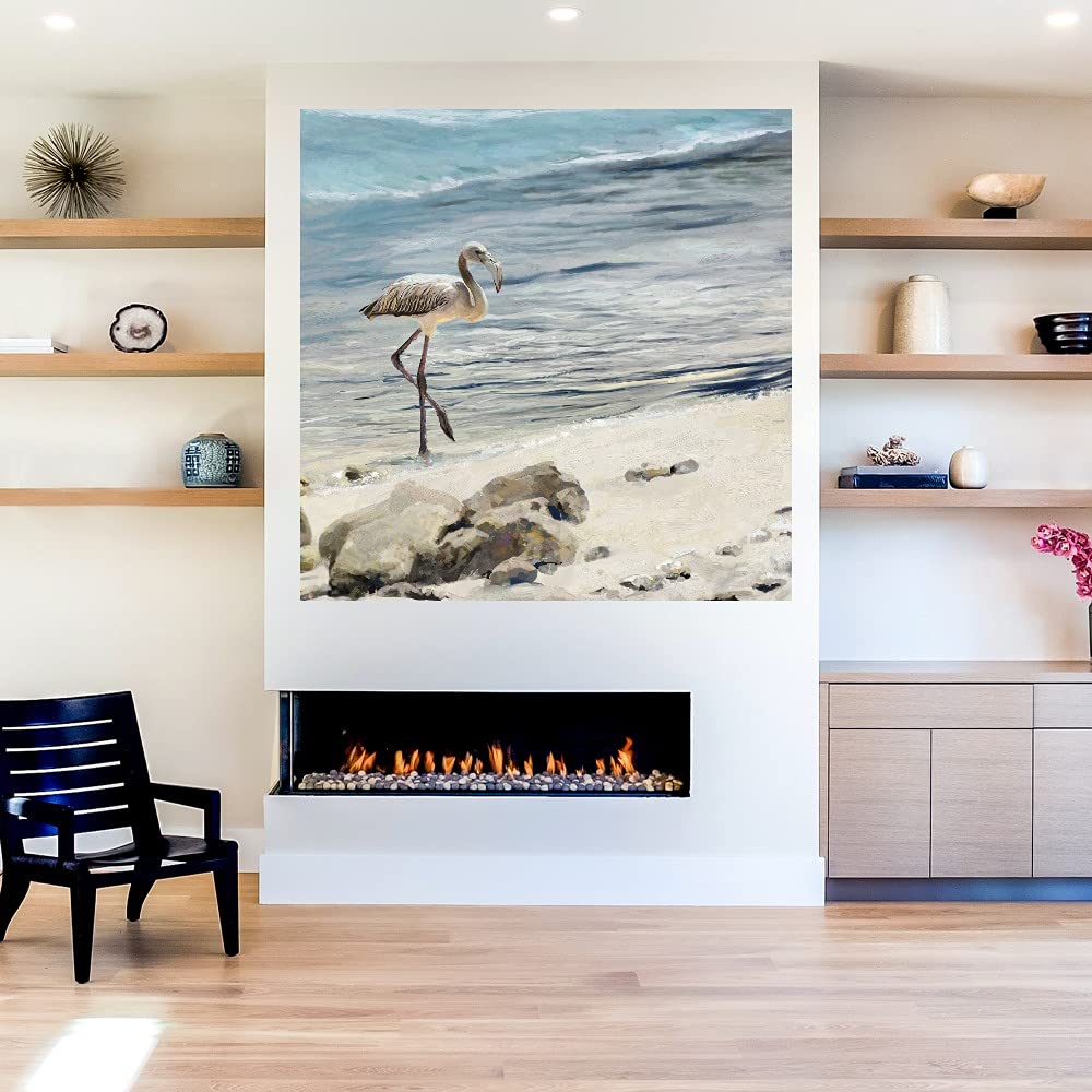 Hand-Painted Shorebird Fine Art Canvas Wall Decor - 37x37 Inch Ready to Hang Painting for Living Room, Bedroom & Office - Coastal Theme Home Decor | Perfect for Beach House, Nautical Nursery & Seaside Dining Room