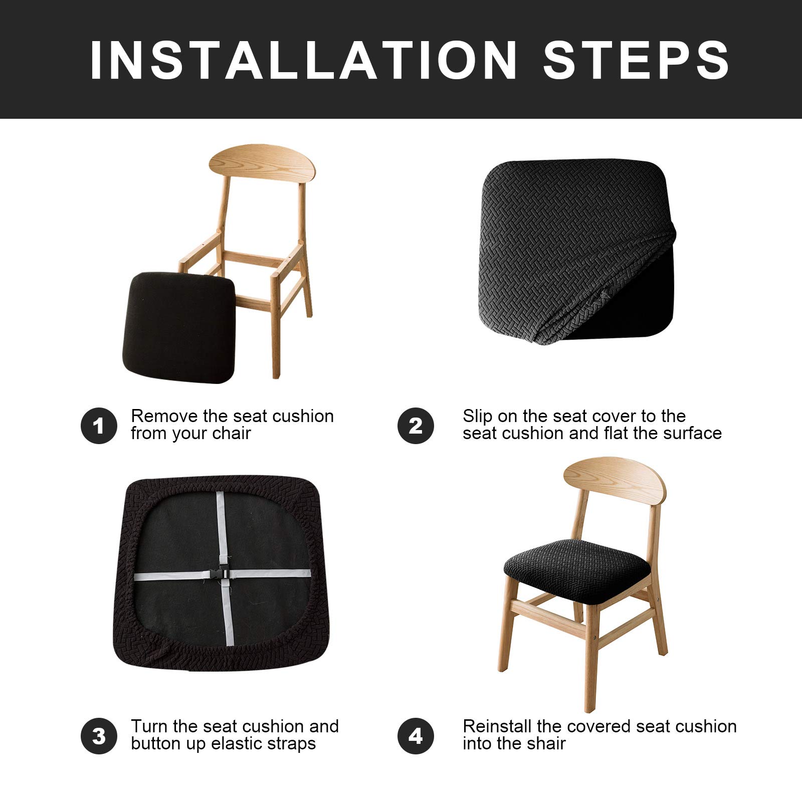 Genina Beige Dining Chair Covers 6-Pack - Waterproof & Stylish for Kitchen & Home