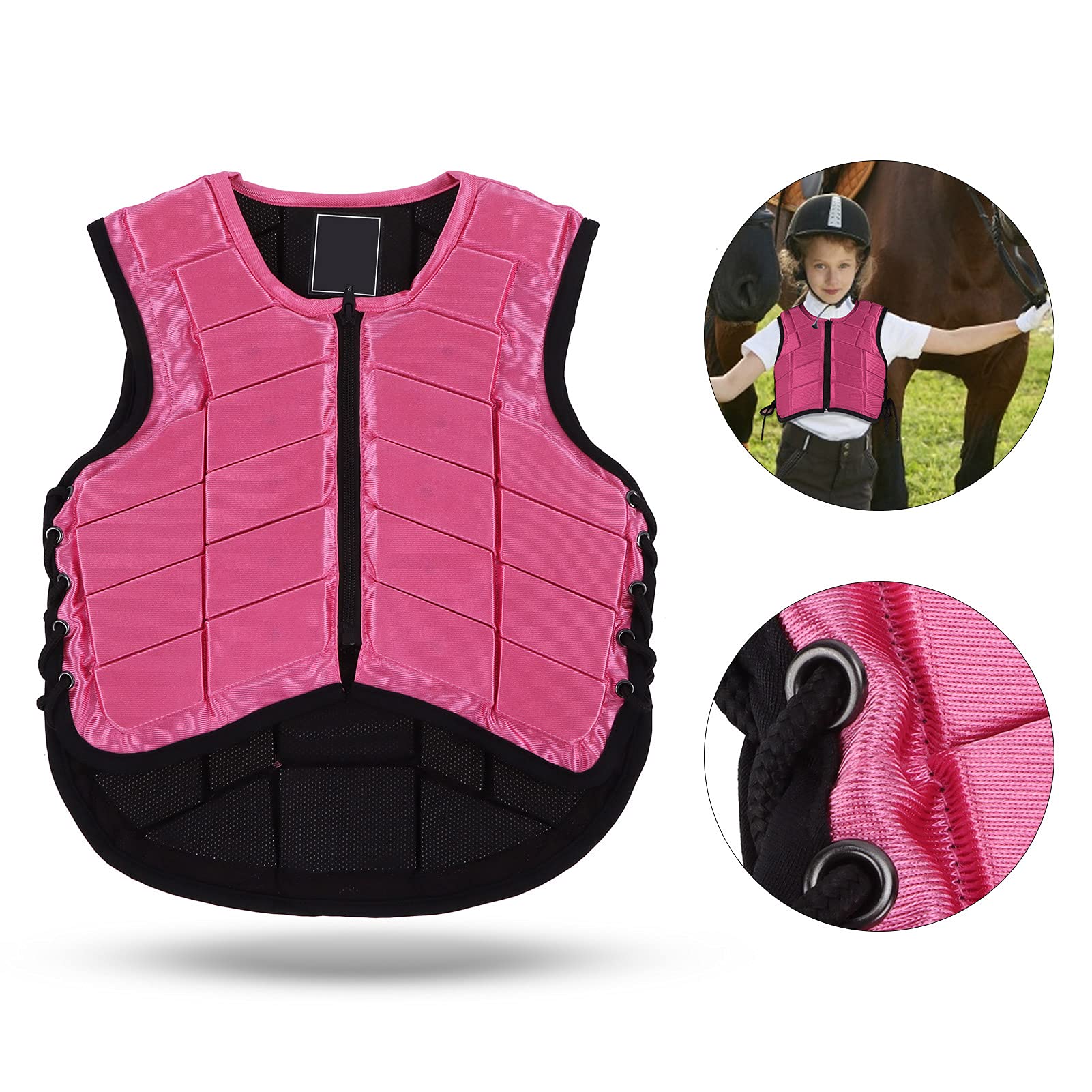 Pwshymi Kids Pink Foam Padded Equestrian Safety Vest - Shock Absorbing Horse Riding Body Protector for Children | Perfect for Equestrian Training, Show Jumping & Outdoor Riding Activities
