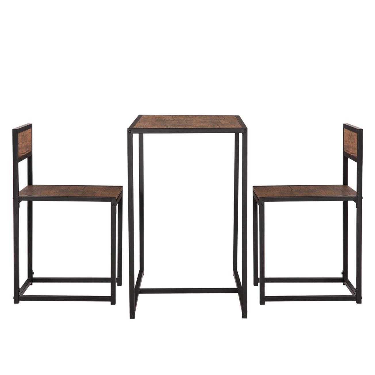 Elm Wood Breakfast Table and Chairs Set - 3-Piece Indoor Outdoor Bistro Dining Furniture for Kitchen, Cafe, Restaurant & Patio Use - Classic Trattoria Style Table with Matching Chairs - MITPATY