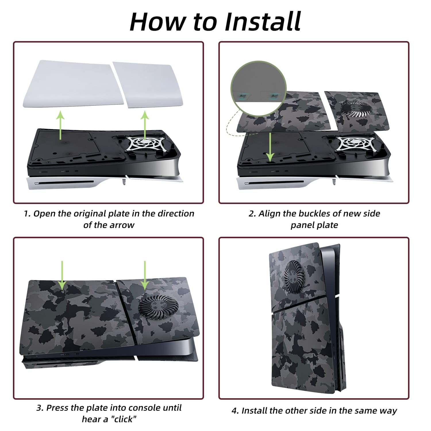 Mcbazel PS5 Slim Faceplate Replacement - ABS Protective Cover & Ventilation Accessories for Playstation 5 Slim Disc Edition (Camouflage Design) - Perfect for Gaming Setup & Console Protection (Not Compatible with PS5/PS5 Pro)
