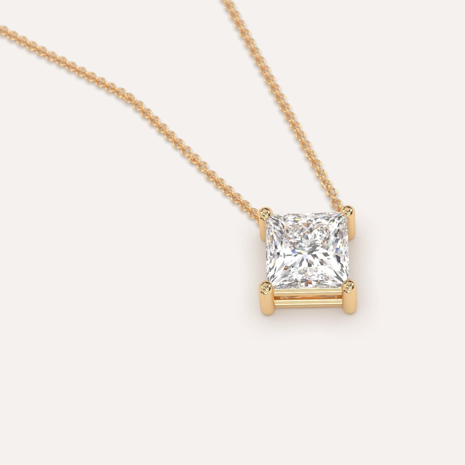 2 Carat Princess Cut Floating Diamond Necklace for Women - Elegant Pendant Jewelry Gift for Anniversary, Wedding & Special Occasions