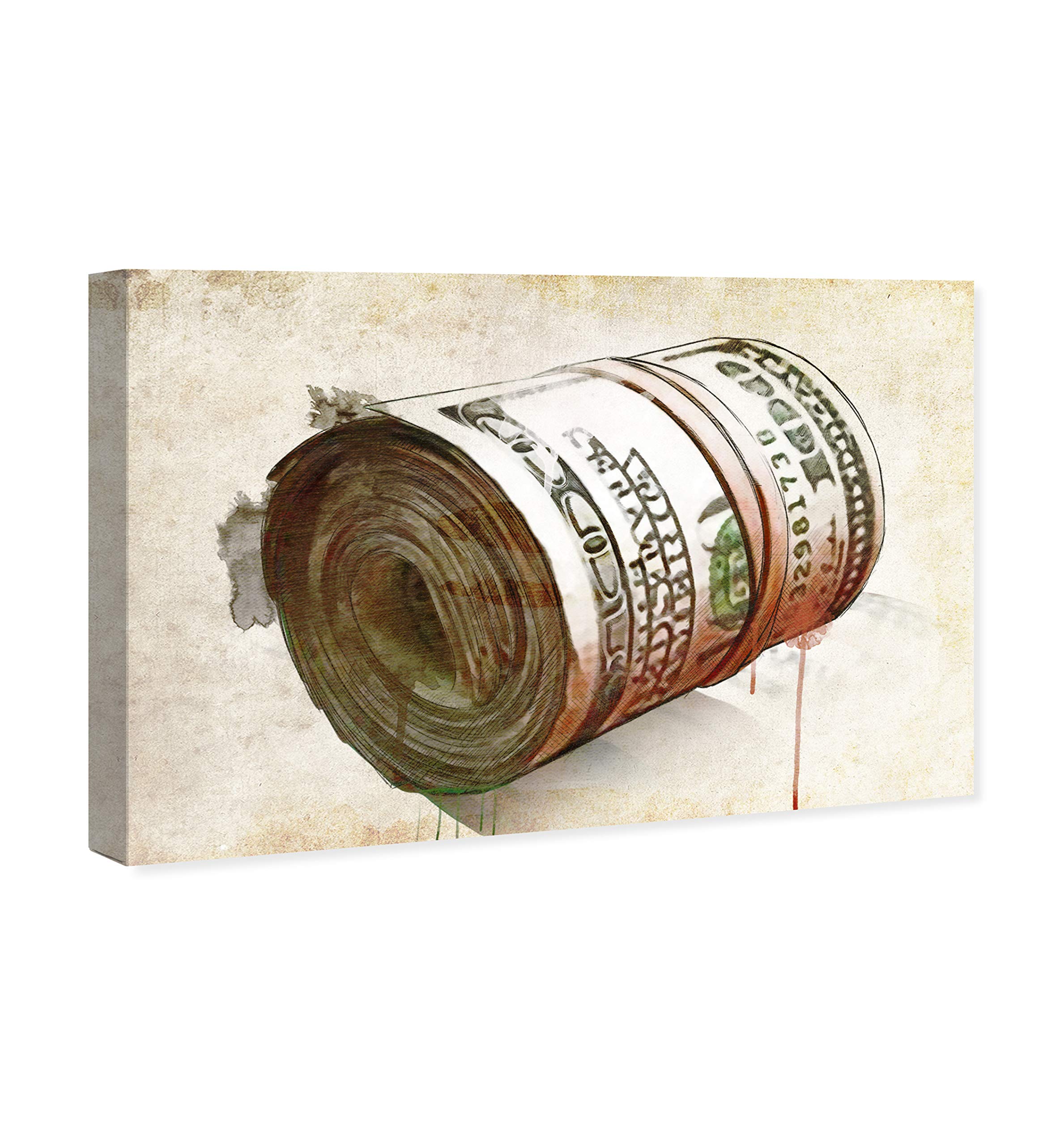 Oliver Gal Artist Co. 'Mad Money' Motivational Wall Art Canvas Print - 45x30 Inches Brown - Inspirational Entrepreneur & Success Office Decor, Home Décor for Living Room, Bedroom or Office
