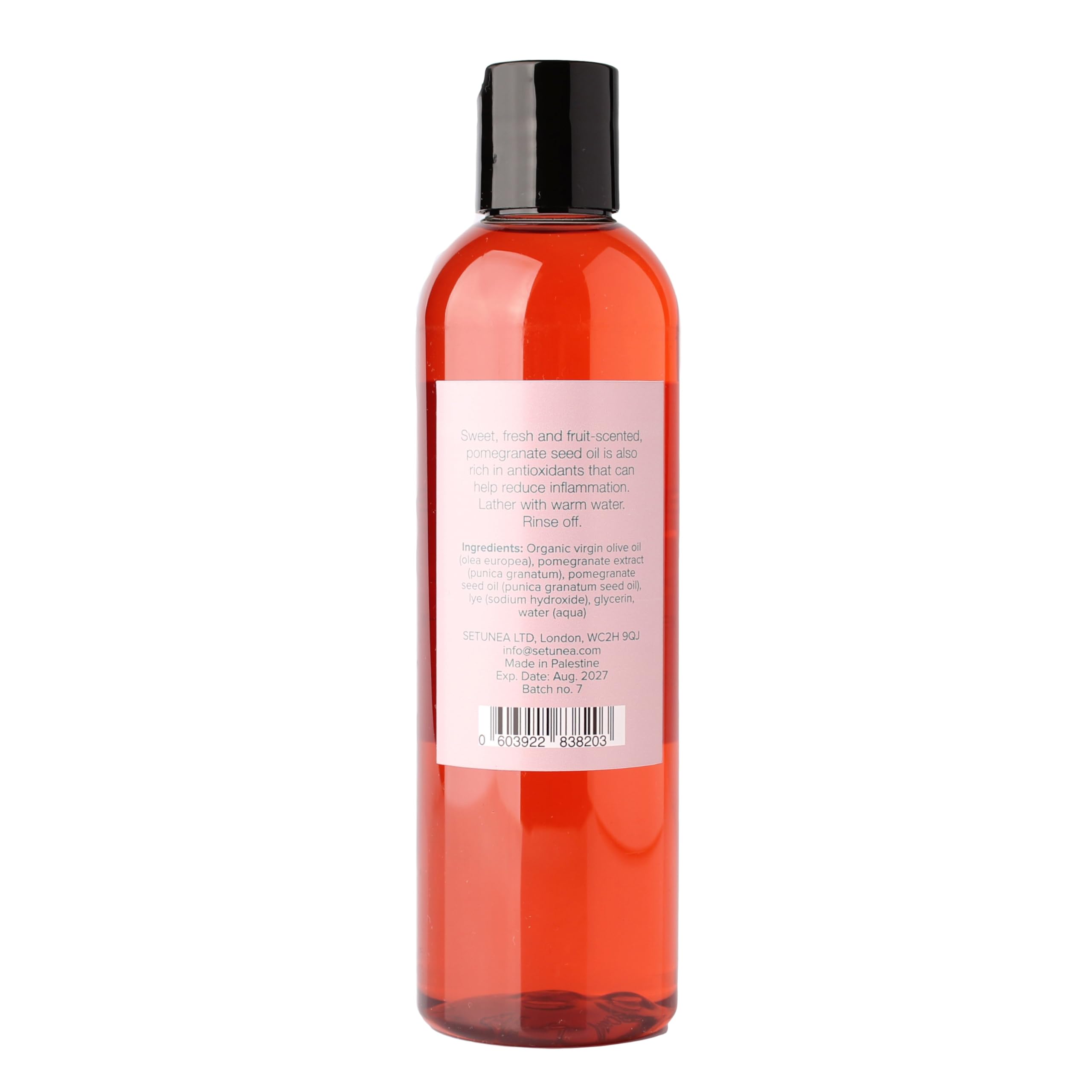 Setunea Organic Olive Oil & Pomegranate Body Wash 250ml - Hydrating & Nourishing Shower Gel for Dry & Sensitive Skin - Perfect for Daily Use & Spa-Like Bath Experience