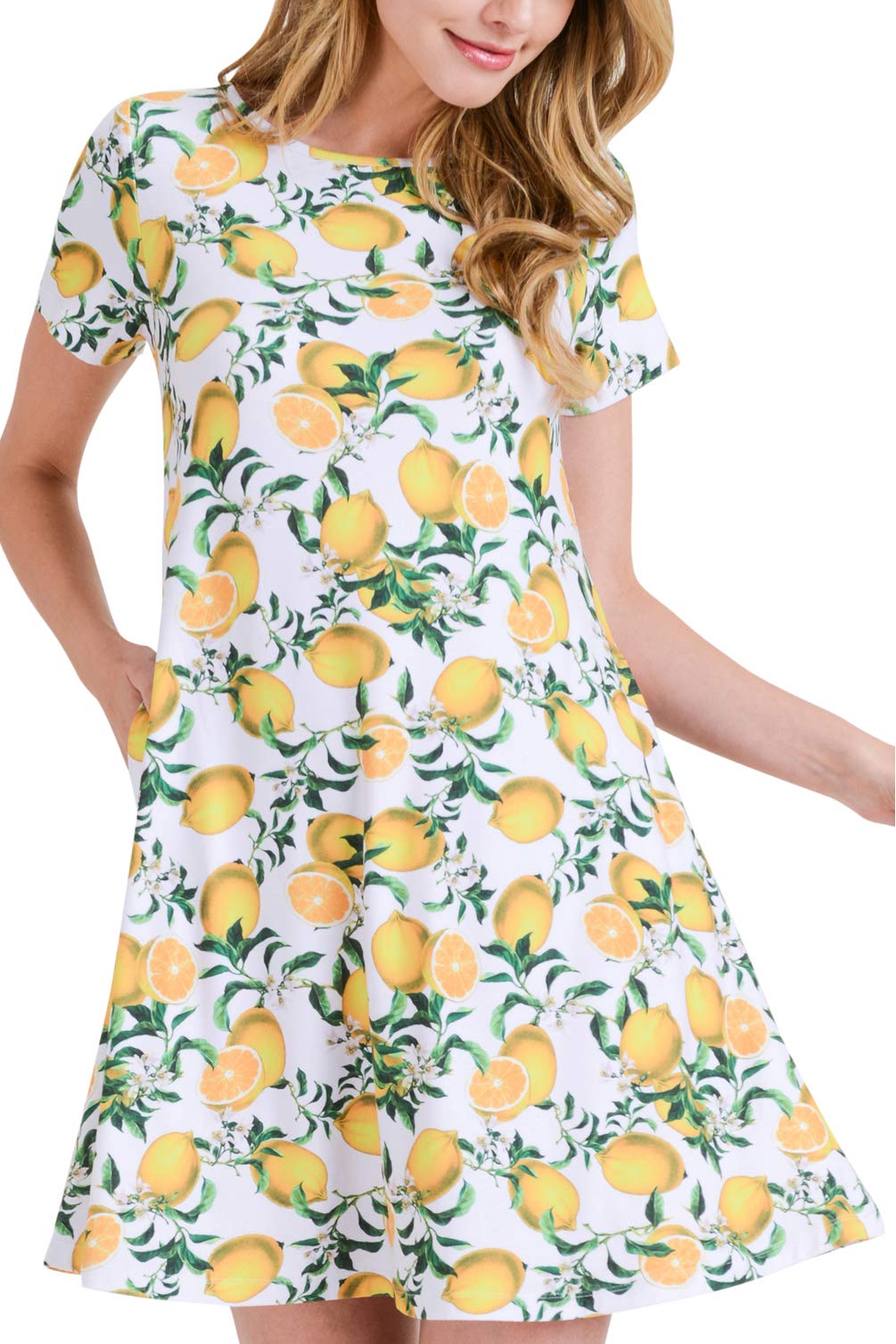 ICONOFLASH Women's Casual Summer Dresses with Pockets - Short Sleeve Floral Print Sundress for Beach, Vacation & Daily Wear