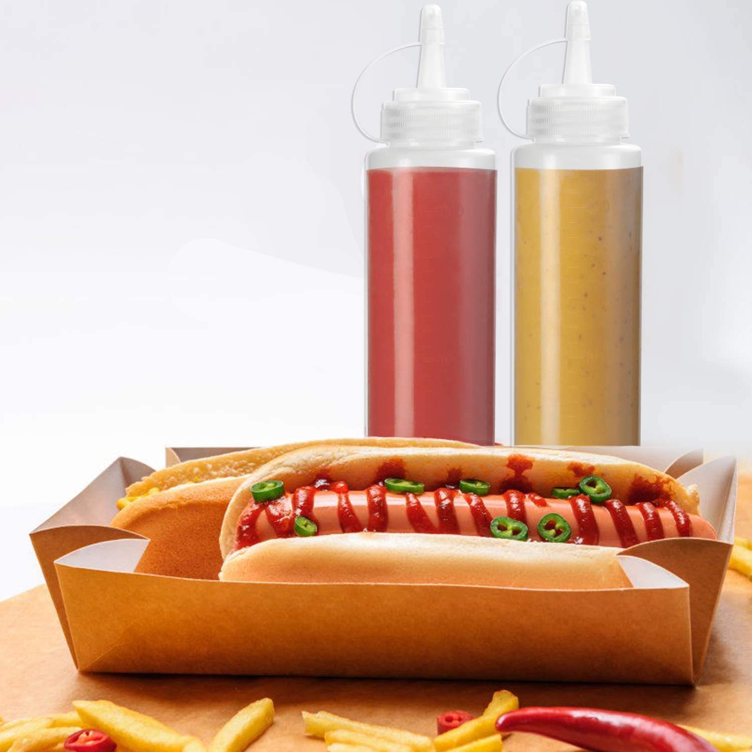 450ml Transparent Squeeze Bottle for Ketchup, Mayo, Chutney, Vinegar & Oil - Leak-Proof Condiment Dispenser (Pack of 2) - Perfect for Restaurants, Home Kitchens & Outdoor BBQs