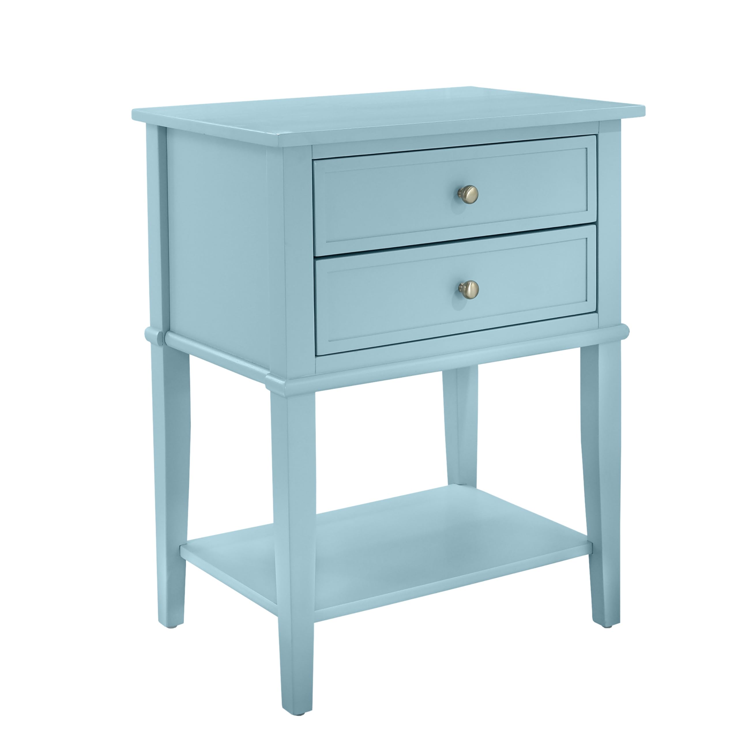 Ameriwood Home Franklin Accent Table with 2 Drawers, Blue - Stylish End Table for Living Room, Bedroom, or Office - Perfect for Storage & Decor